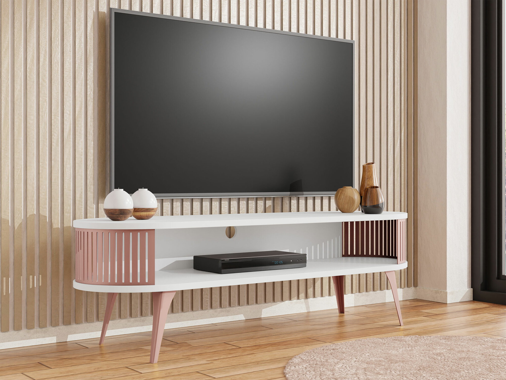 TV-meubel Sordore 110 (Roze + Wit)