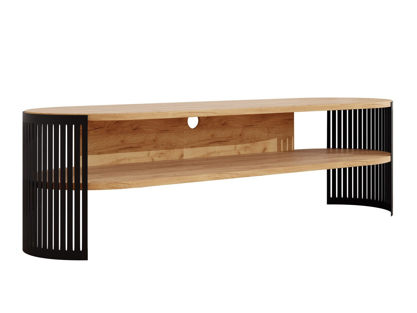 TV-meubel Sordore 121 (Zwart + Ambachtelijke gouden eik)