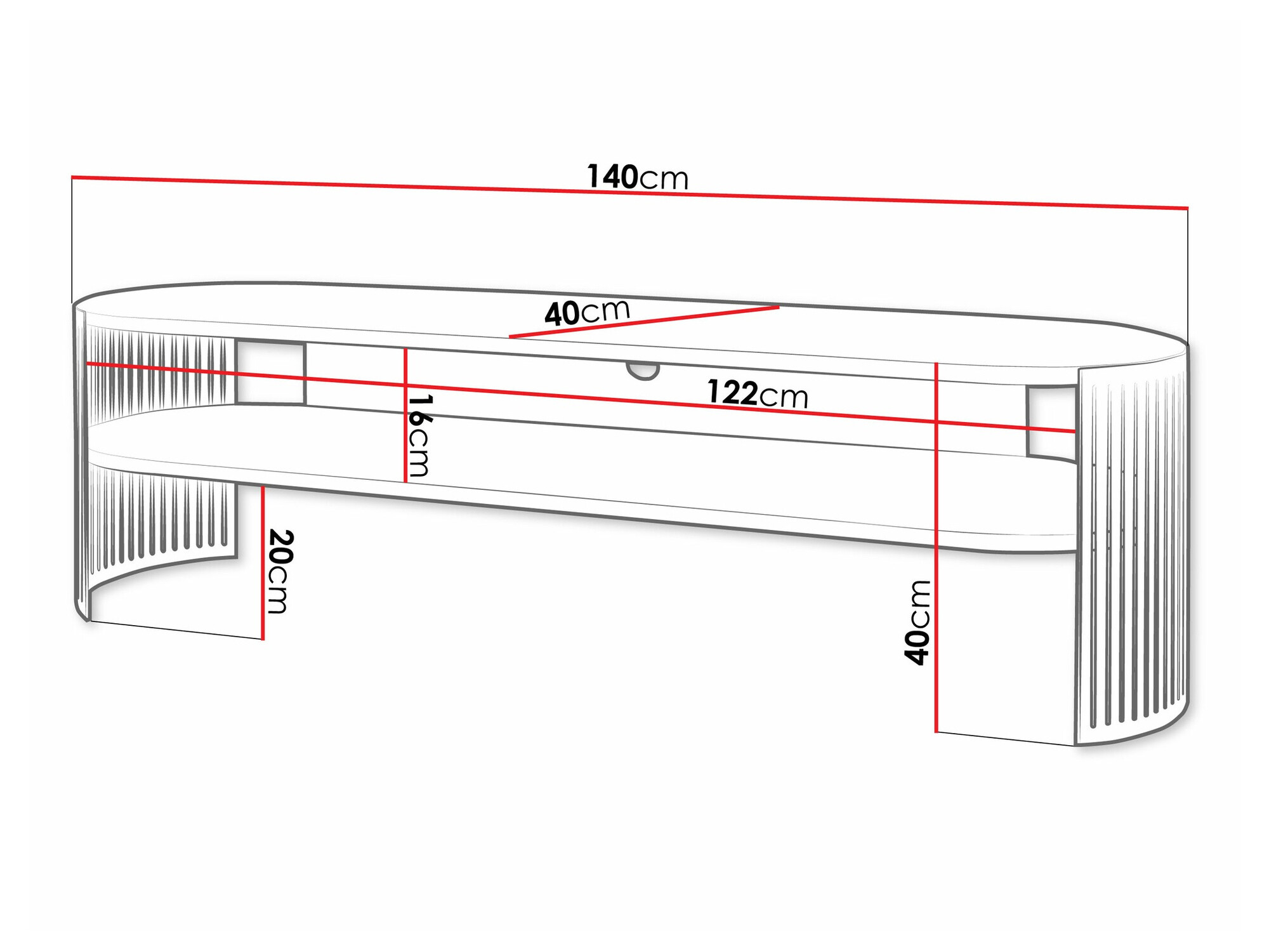 TV-meubel Sordore 121 (Zwart + Wit marmer)