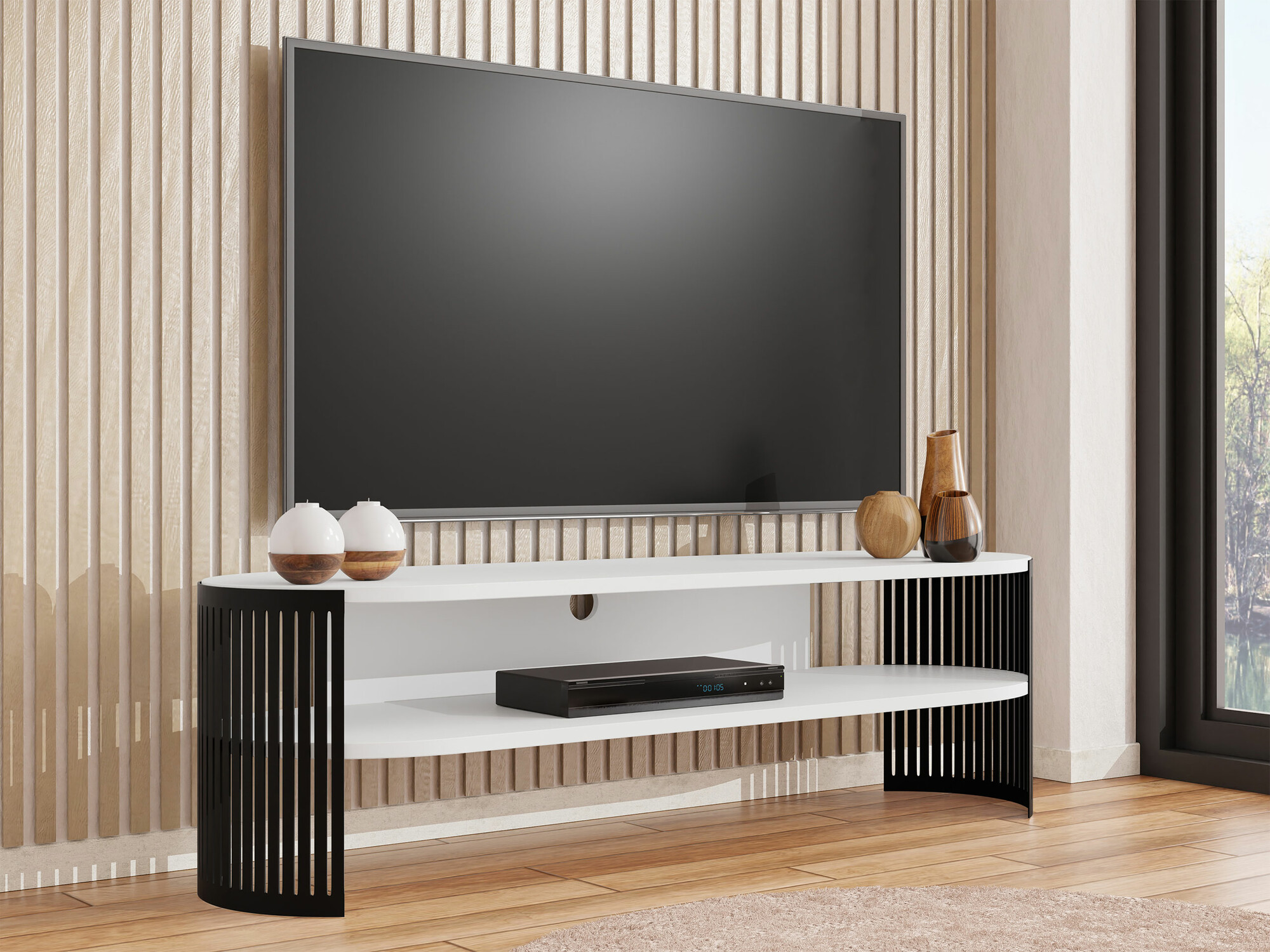 TV-meubel Sordore 121 (Zwart + Wit)