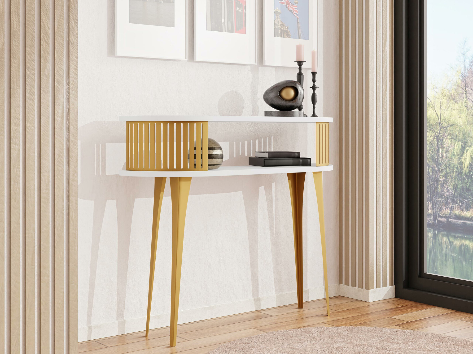 Wandtafel Vitum I (Gouden + Wit)