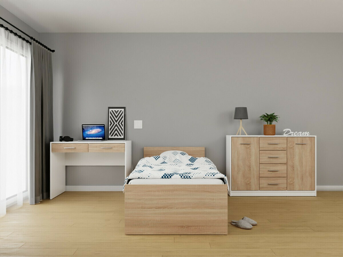 Slaapkamer set Novsore 149 (Wit + Sonoma eik)