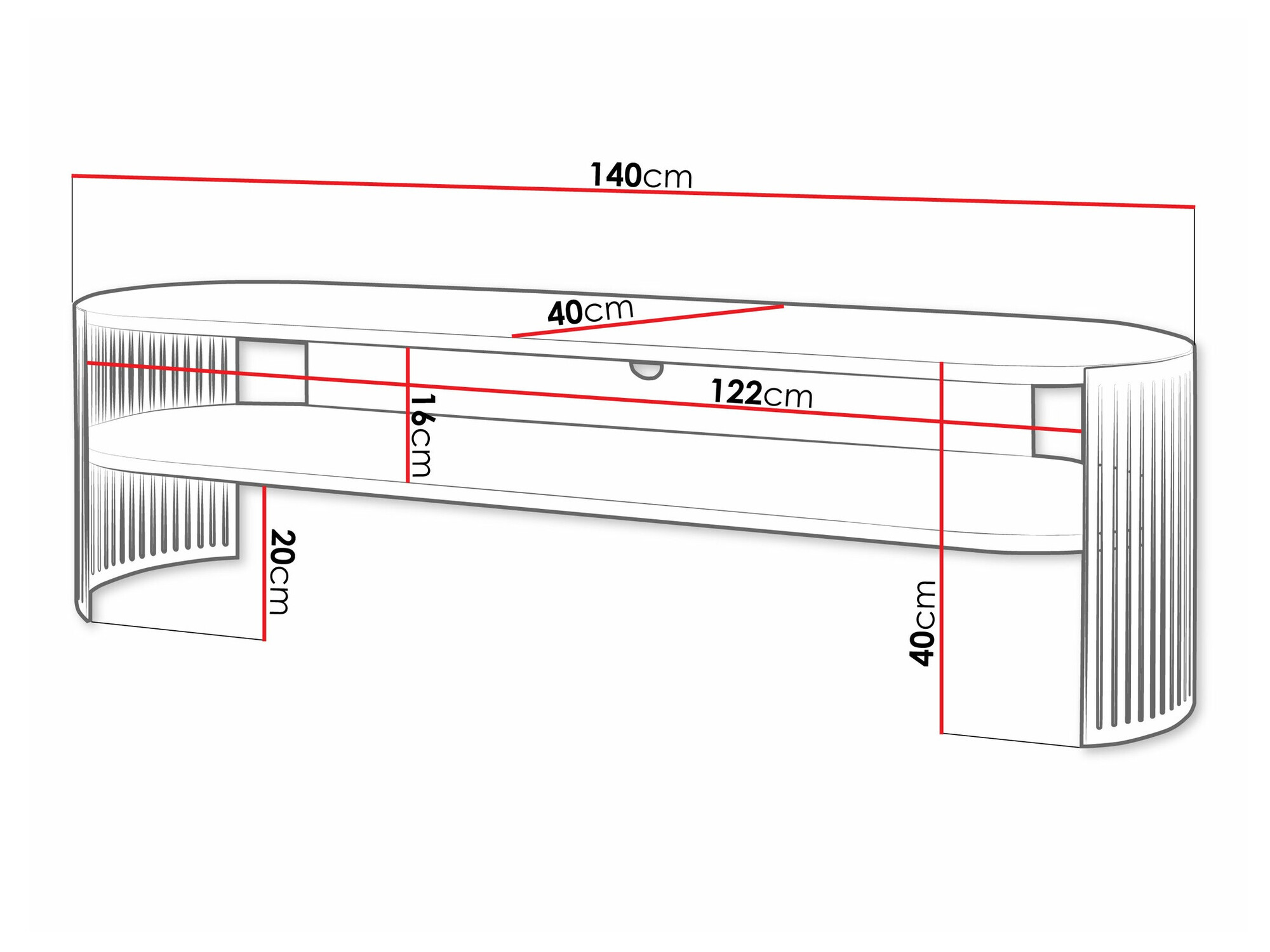TV-meubel Sordore 123 (Roze + Wit)