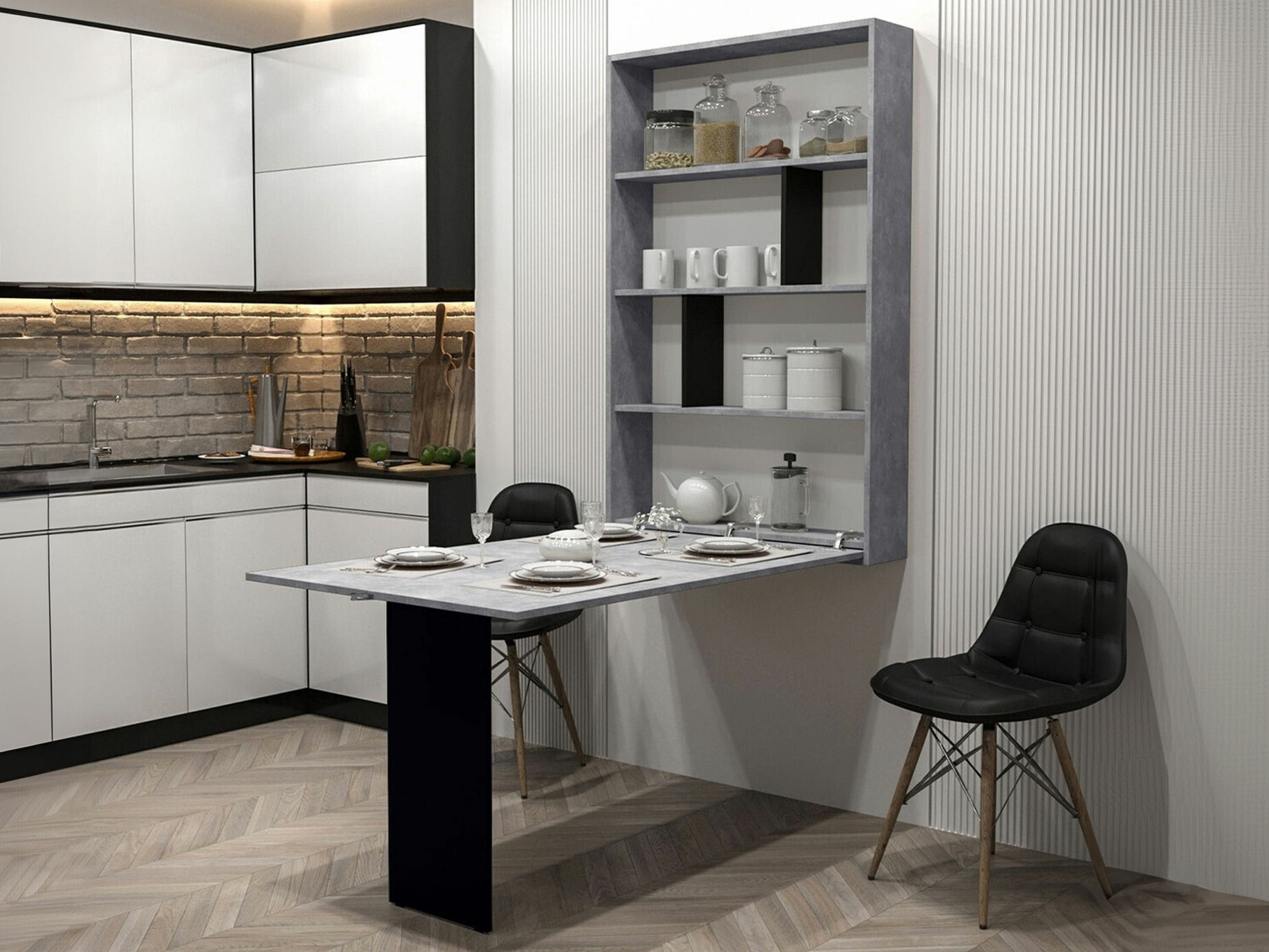 Inklapbare tafel Hartford 428 (Zwart + Beton)