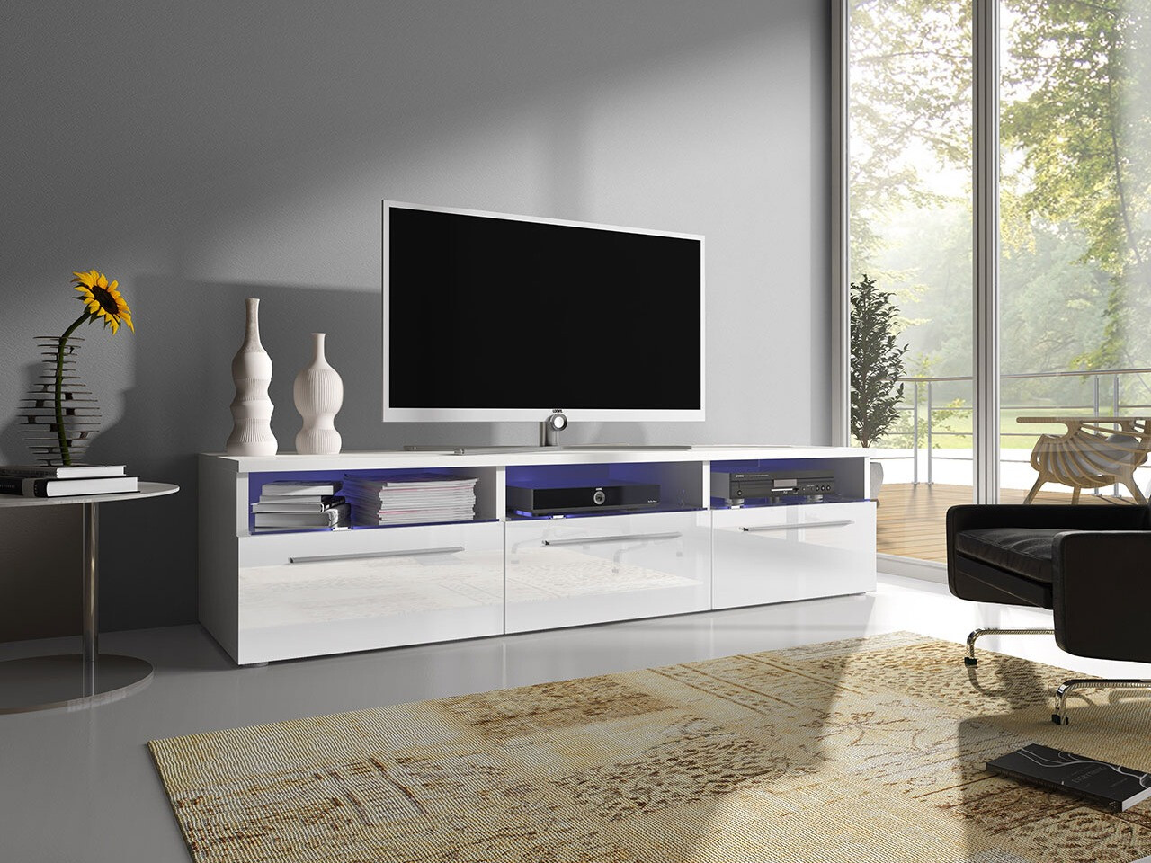 TV-meubel Nashville 100 (Wit + Glanzend wit)