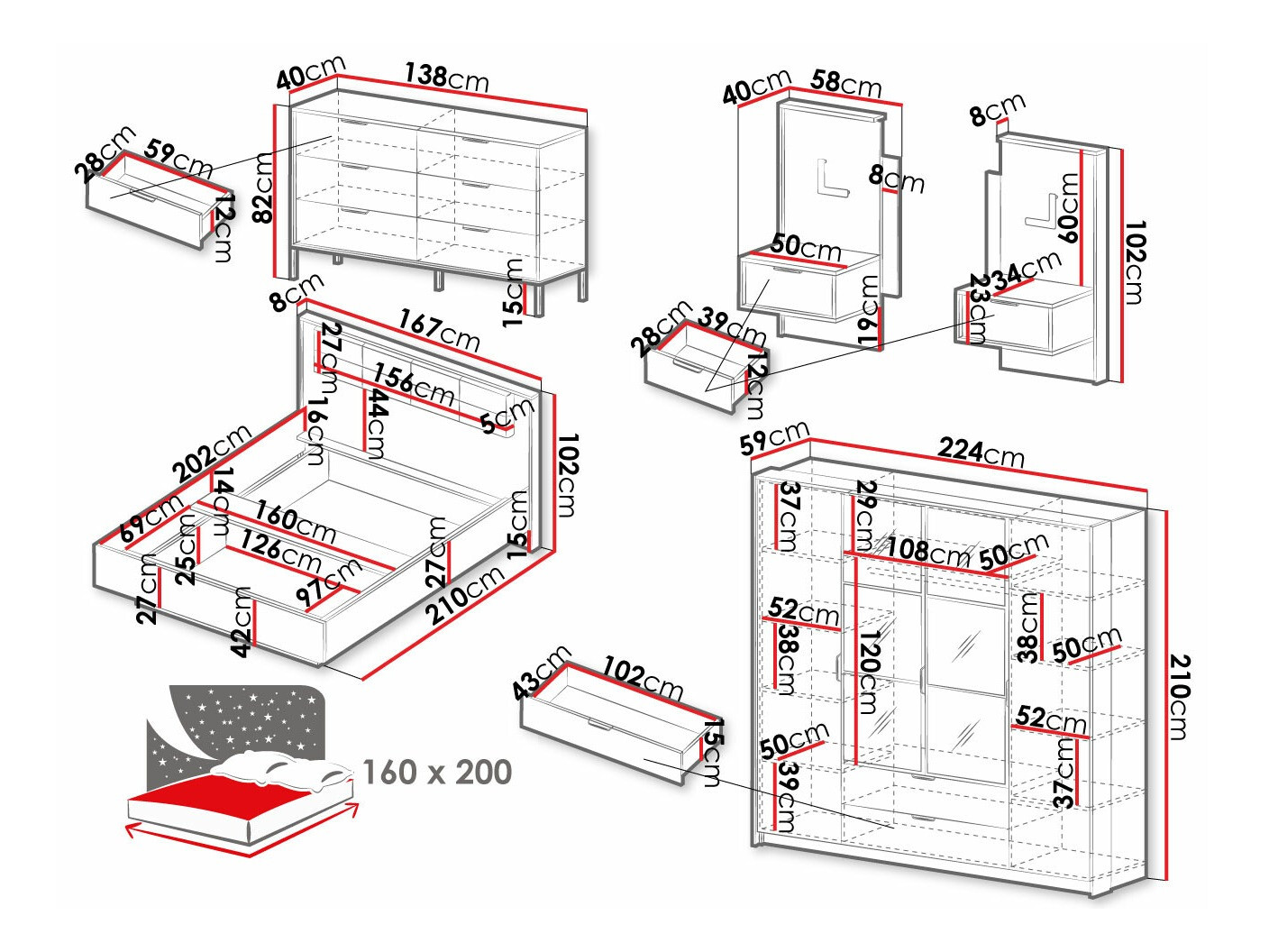 Slaapkamerset Flodale 106