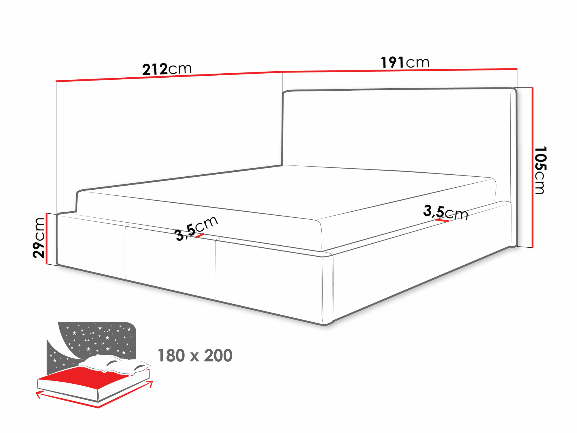 Bed ComfiDream 125 (Lars 90)