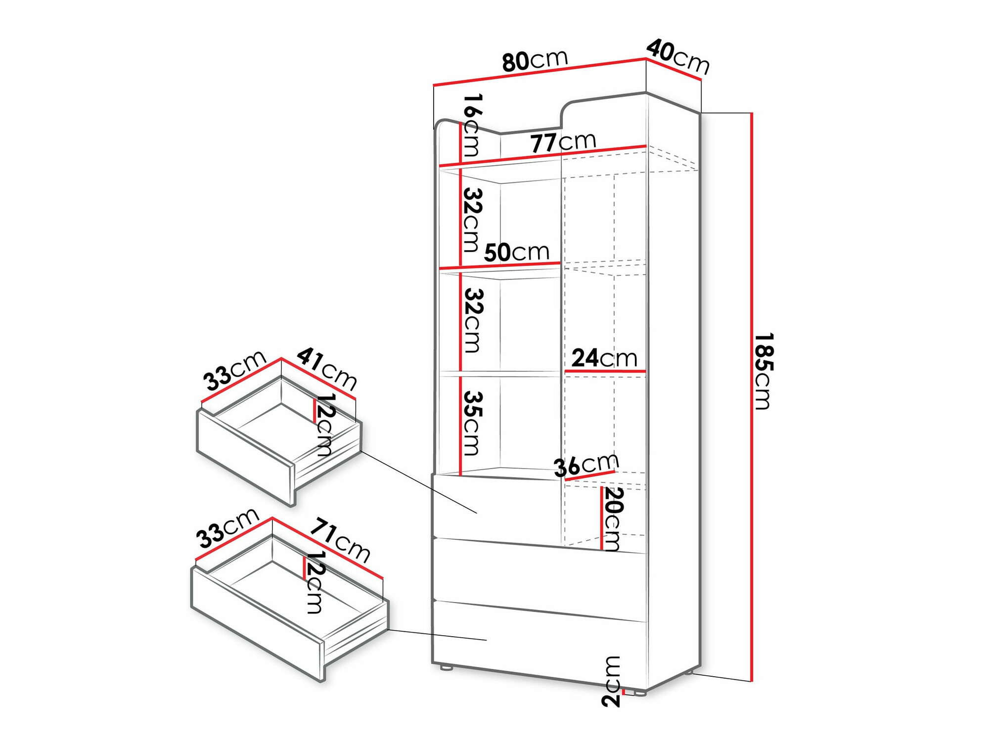 Boekenkast Domcali 102 (Grijs + Eiken)