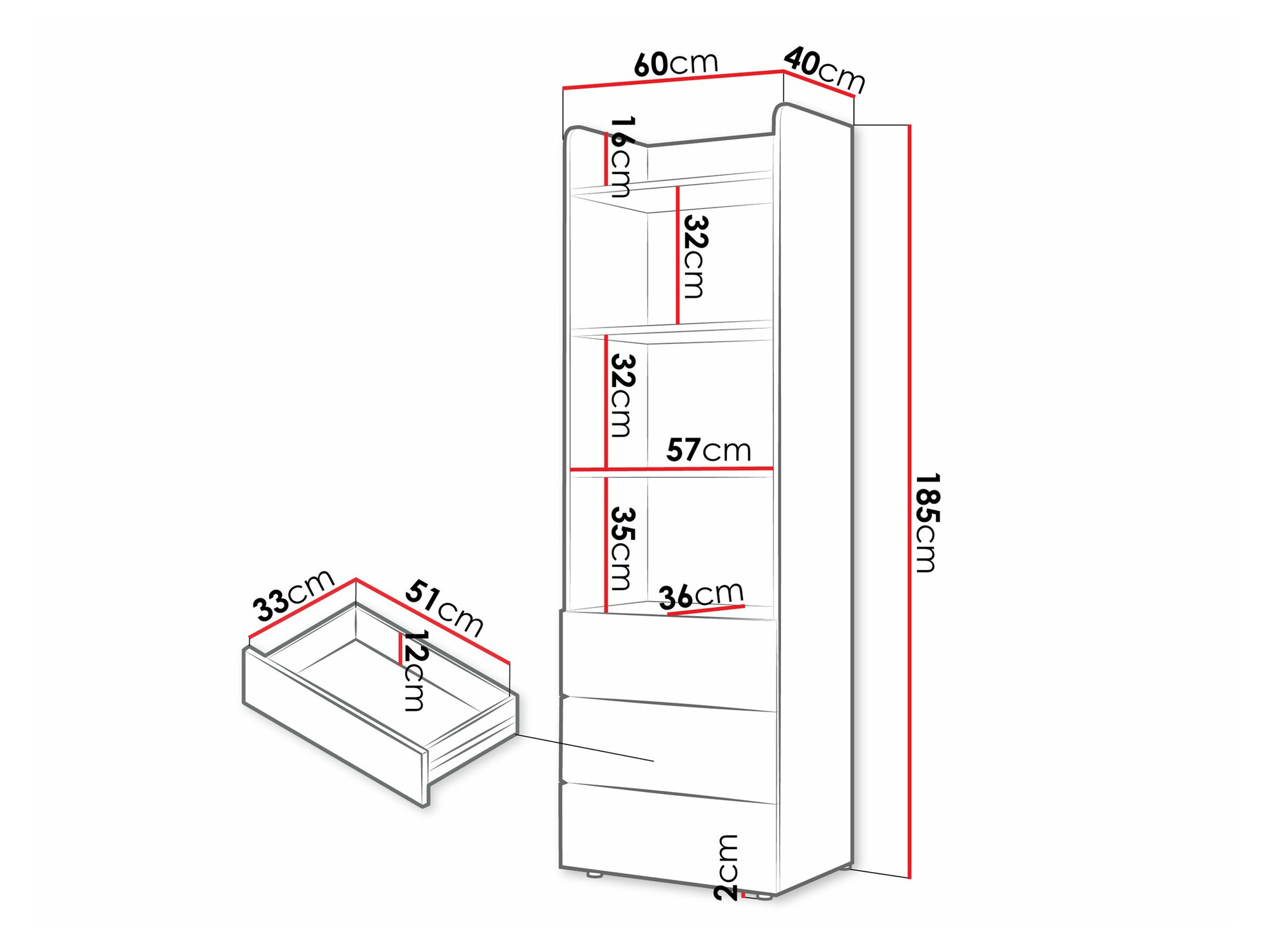 Boekenkast Domcali 104 (Grijs + Eiken)