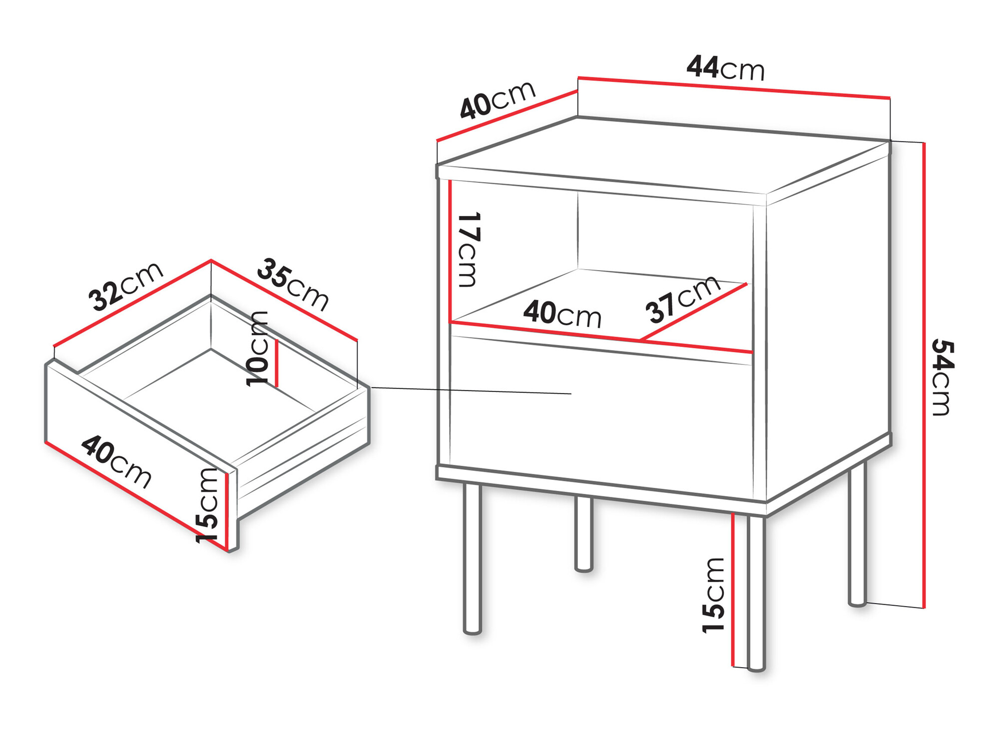 Een set nachtkastjes Tolete 106 (Groen)