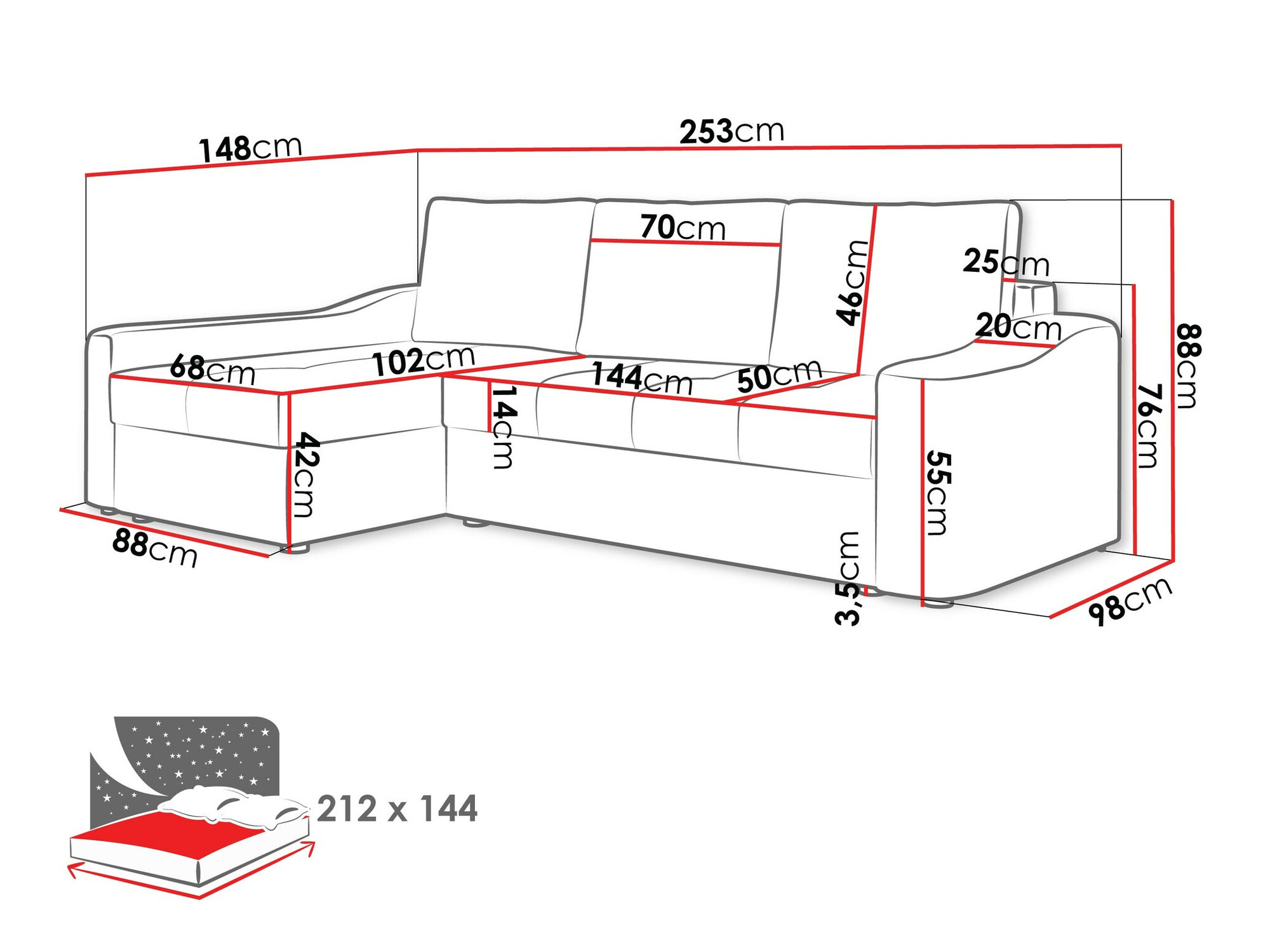 Hoekbank Rome 107 (Velo 621)