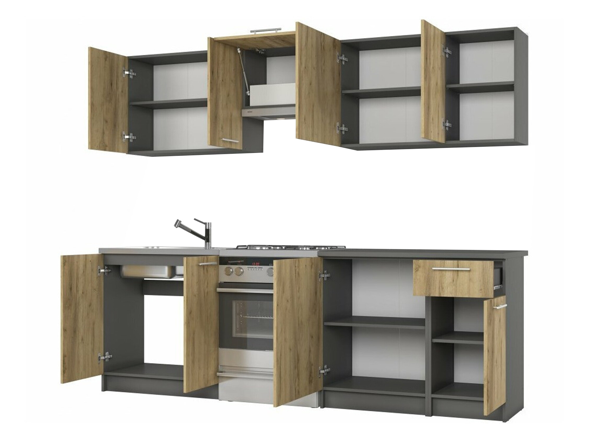 Keukenset Houston 856 (Wotan eik + Antraciet)