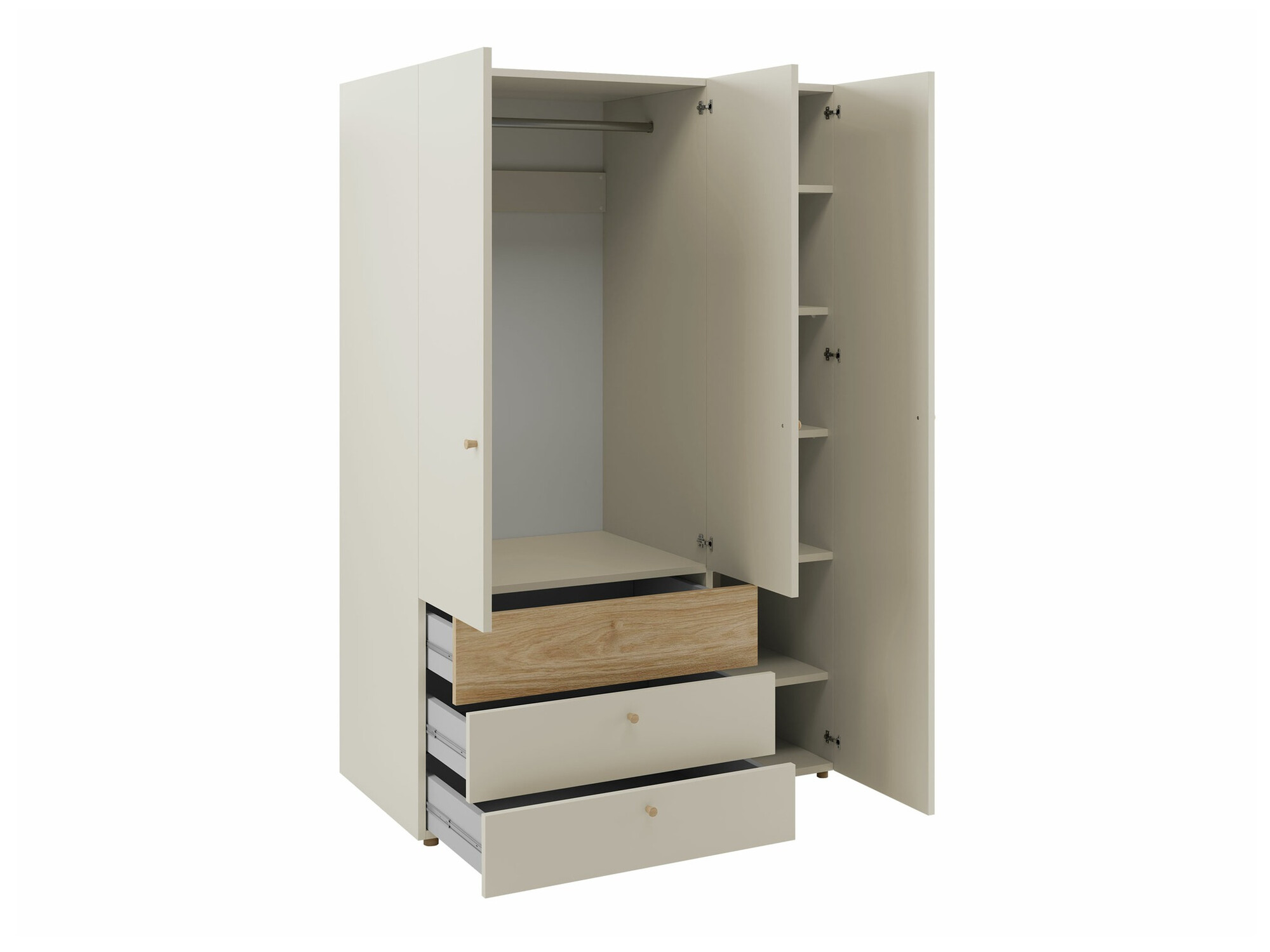 Kledingkast Domcali 100 (Beige + Eiken)