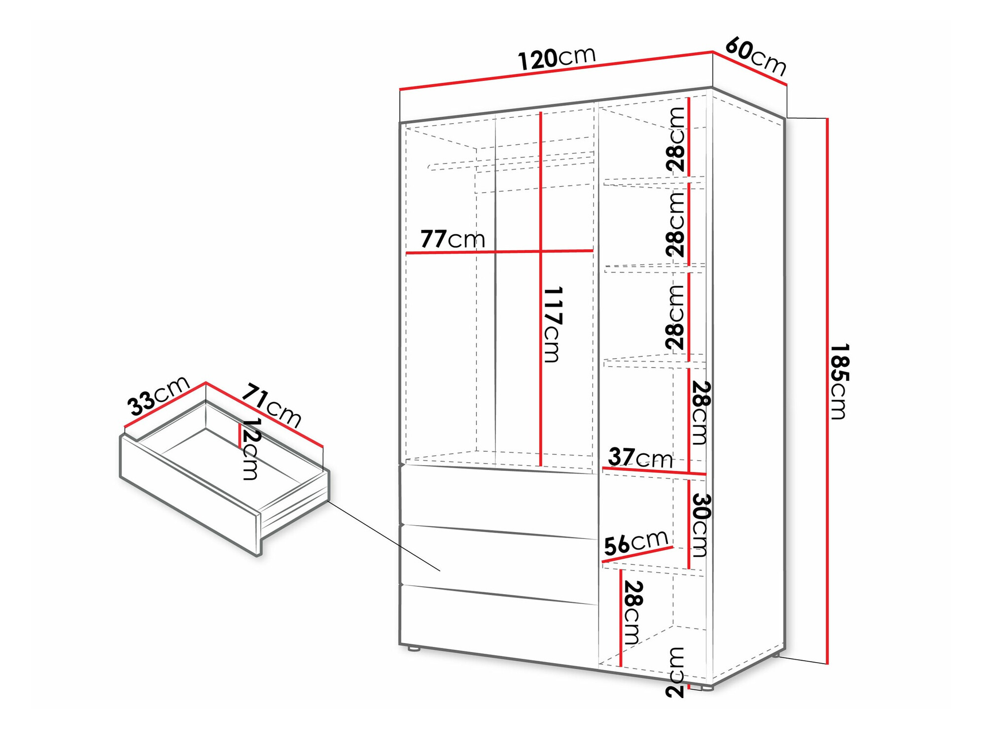 Kledingkast Domcali 100 (Beige + Eiken)