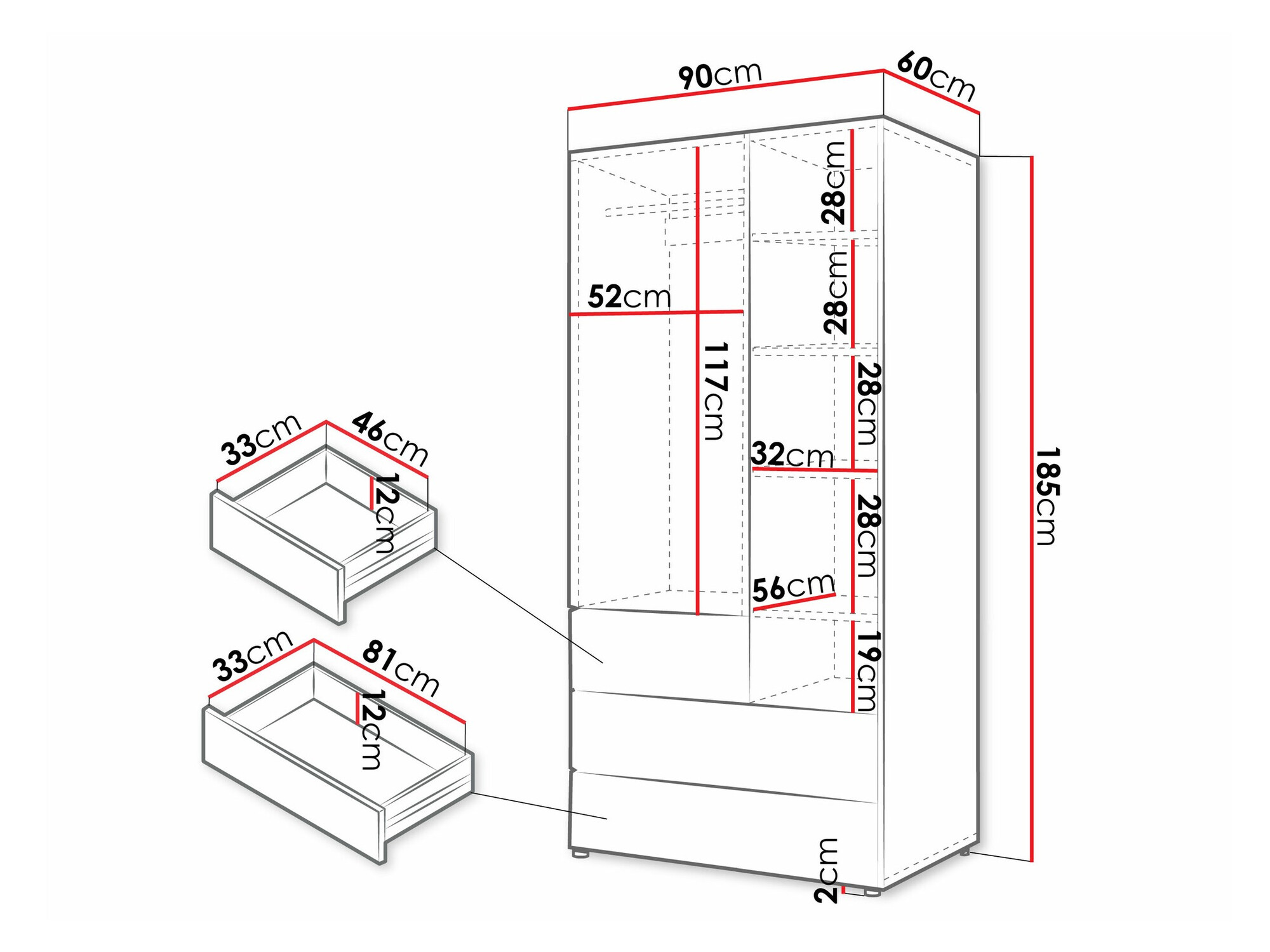 Kledingkast Domcali 101 (Beige + Eiken)