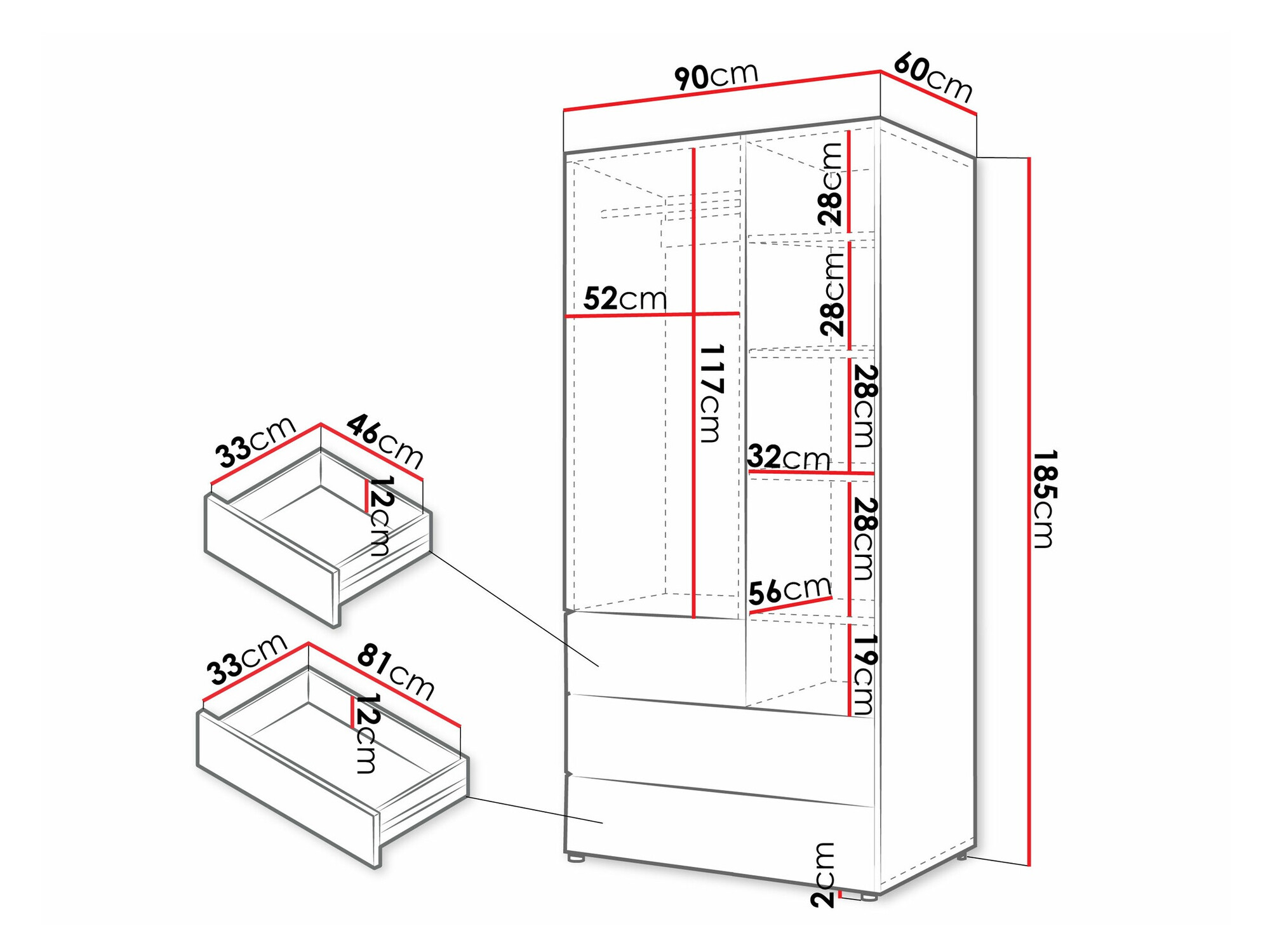 Kledingkast Domcali 101 (Coral + Eiken)