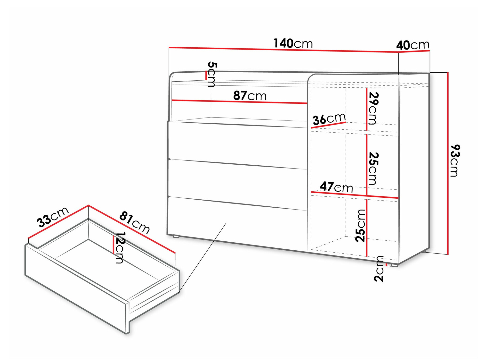 Ladekast Domcali 107 (Beige + Eiken)