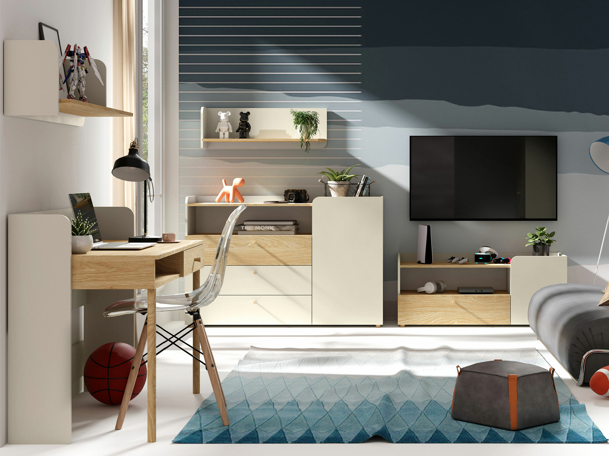 Ladekast Domcali 108 (Beige + Eiken)