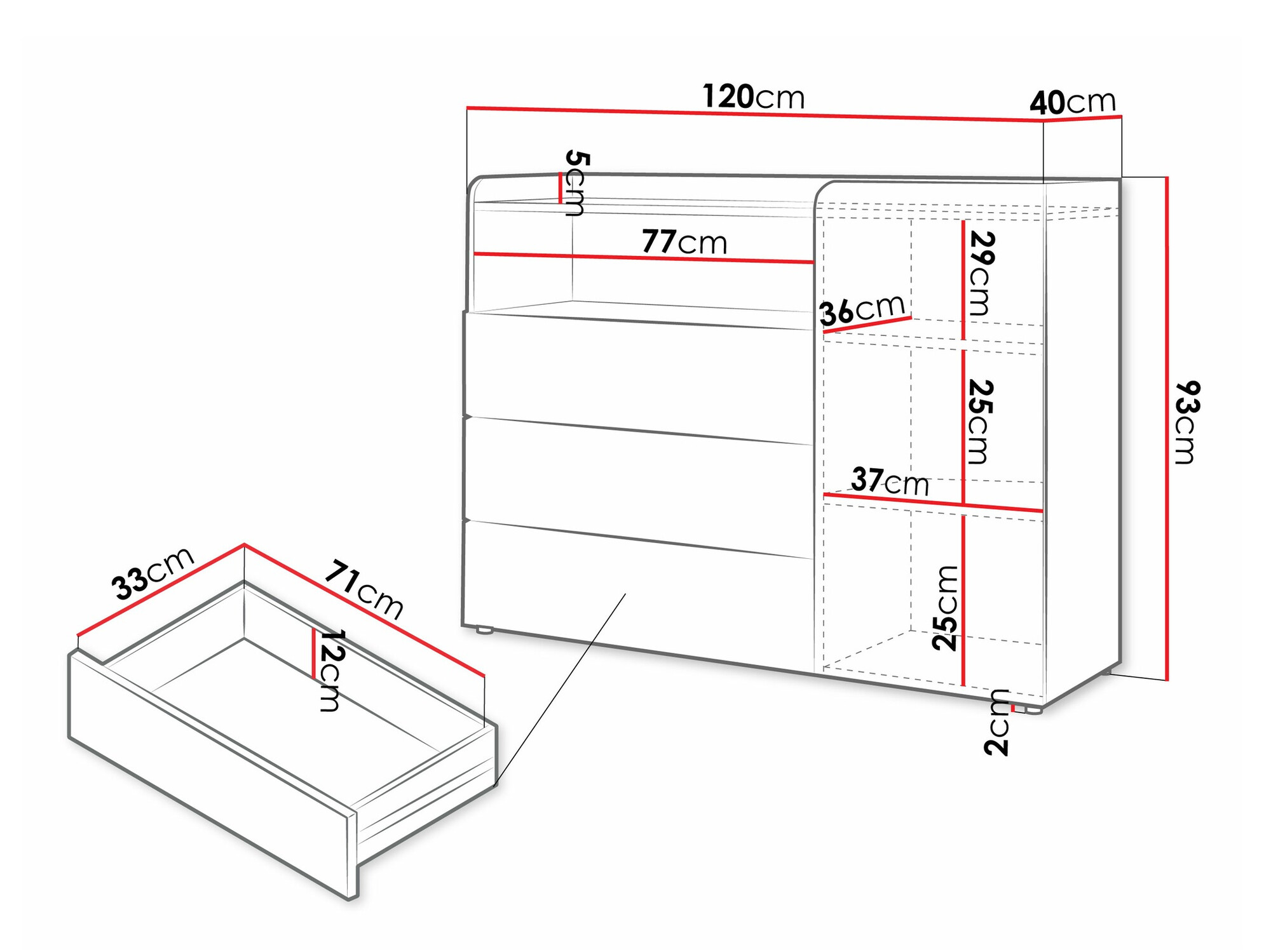 Ladekast Domcali 108 (Beige + Eiken)