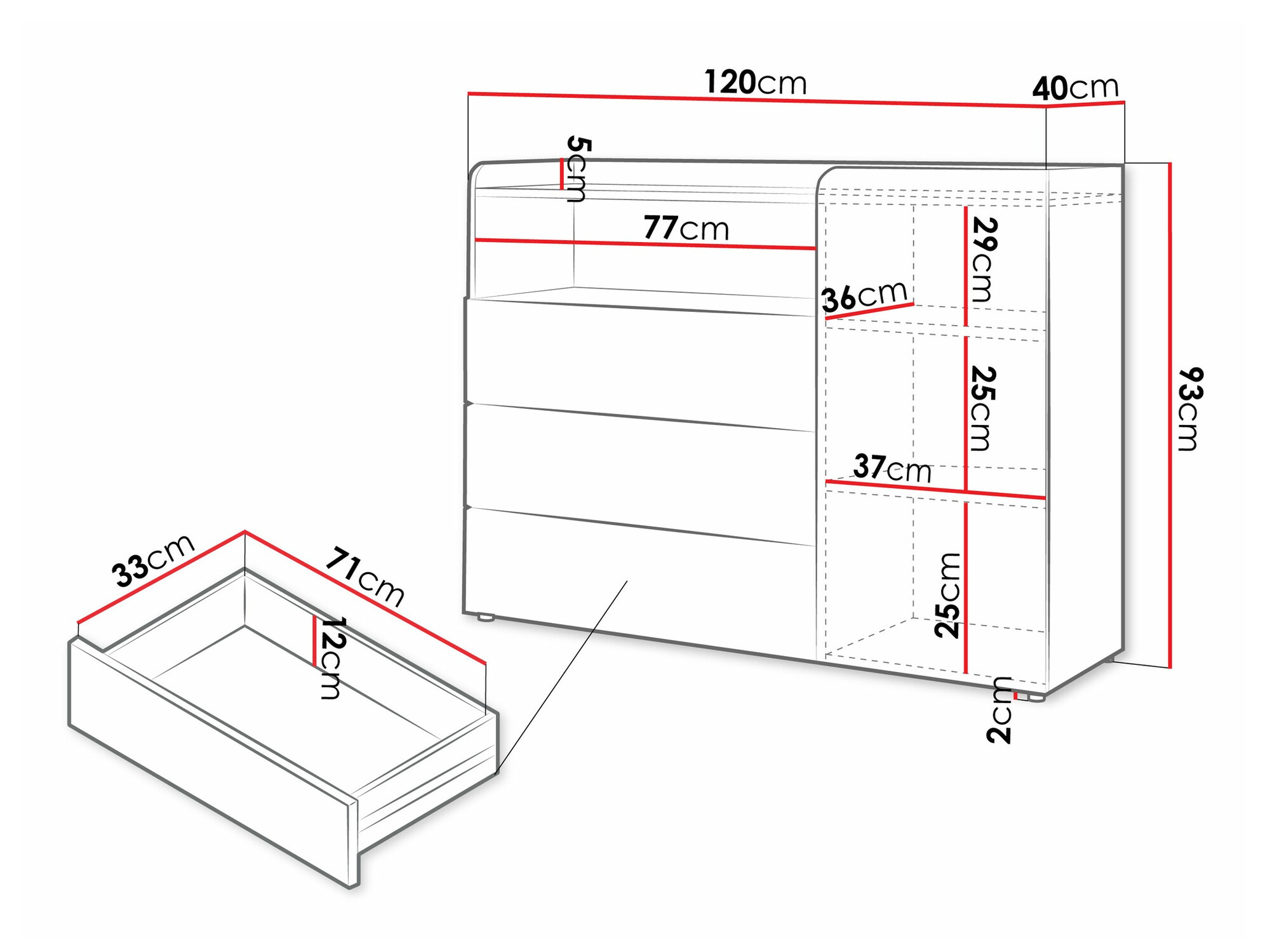 Ladekast Domcali 108 (Coral + Eiken)