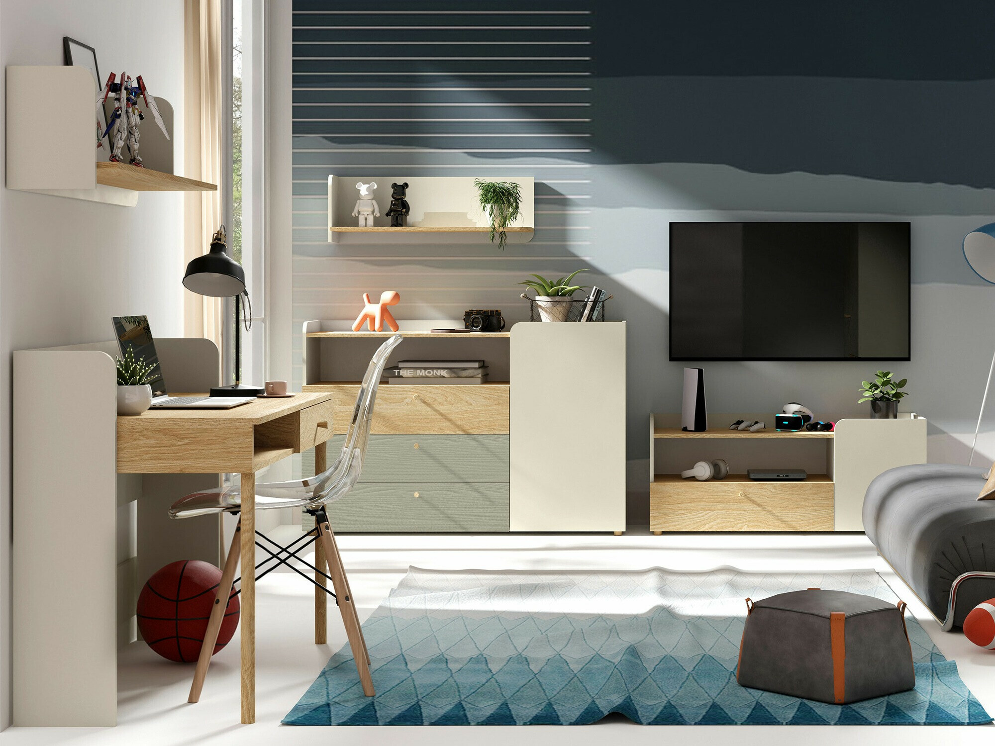 Ladekast Domcali 108 (Grijs + Eiken)