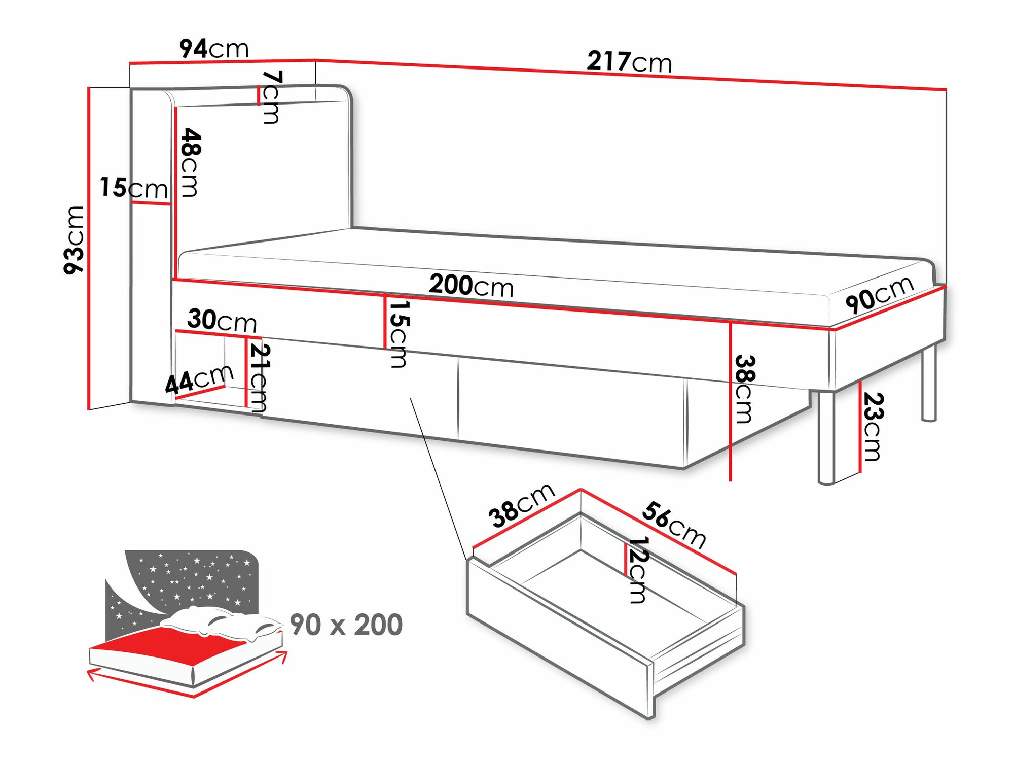 Bed Domcali 113 (Coral)