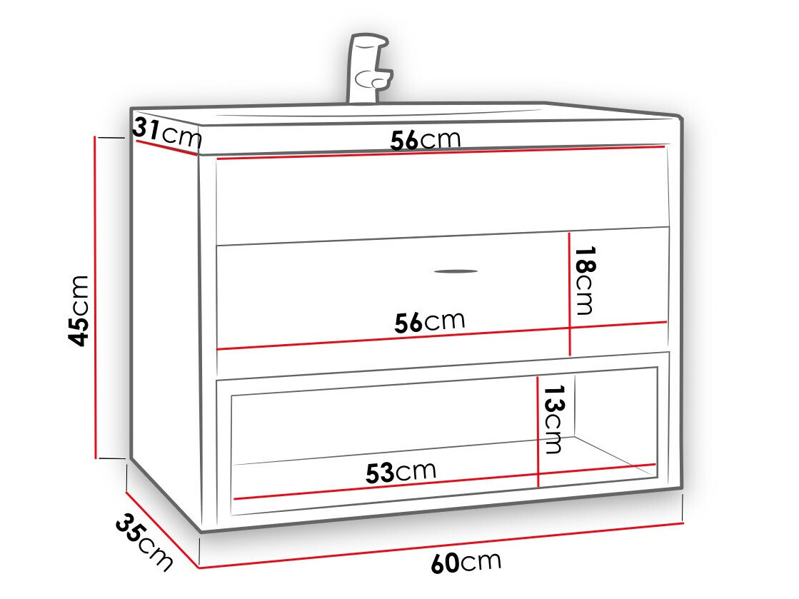 Hangend badkamermeubel voor wastafel Baltesi 118 (Artisan eiken + Zwart)