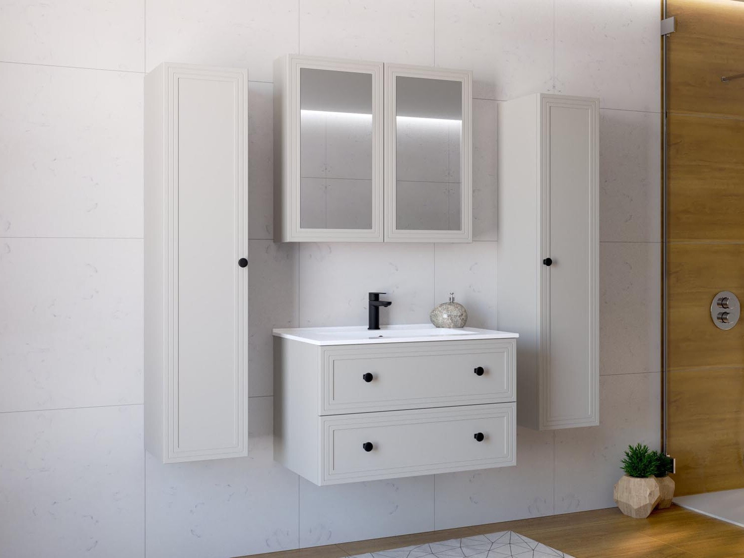 Hangend badkamermeubel voor wastafel Fiovele 104 (Kasjmier)