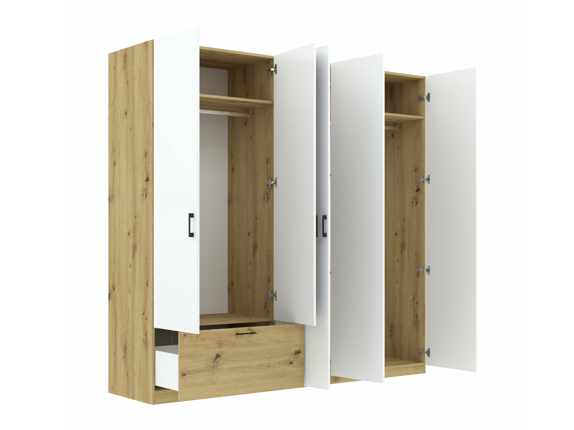 Kledingkast Bristol 249 (Artisan eiken + Wit)