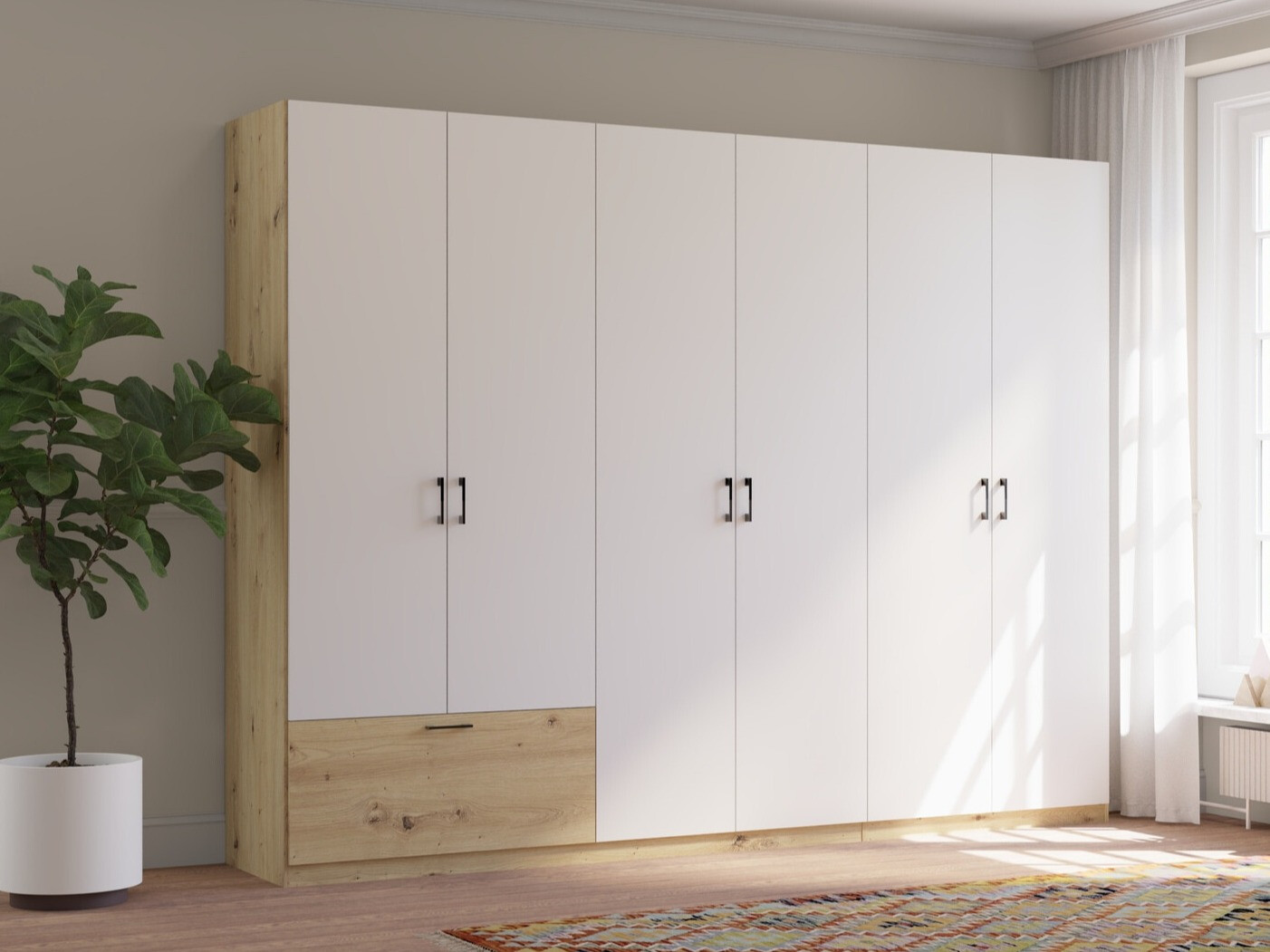 Kledingkast Bristol 250 (Artisan eiken + Wit)