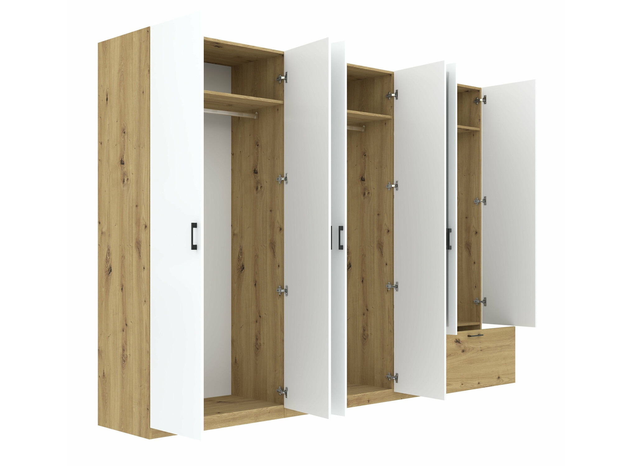 Kledingkast Bristol 250 (Artisan eiken + Wit)