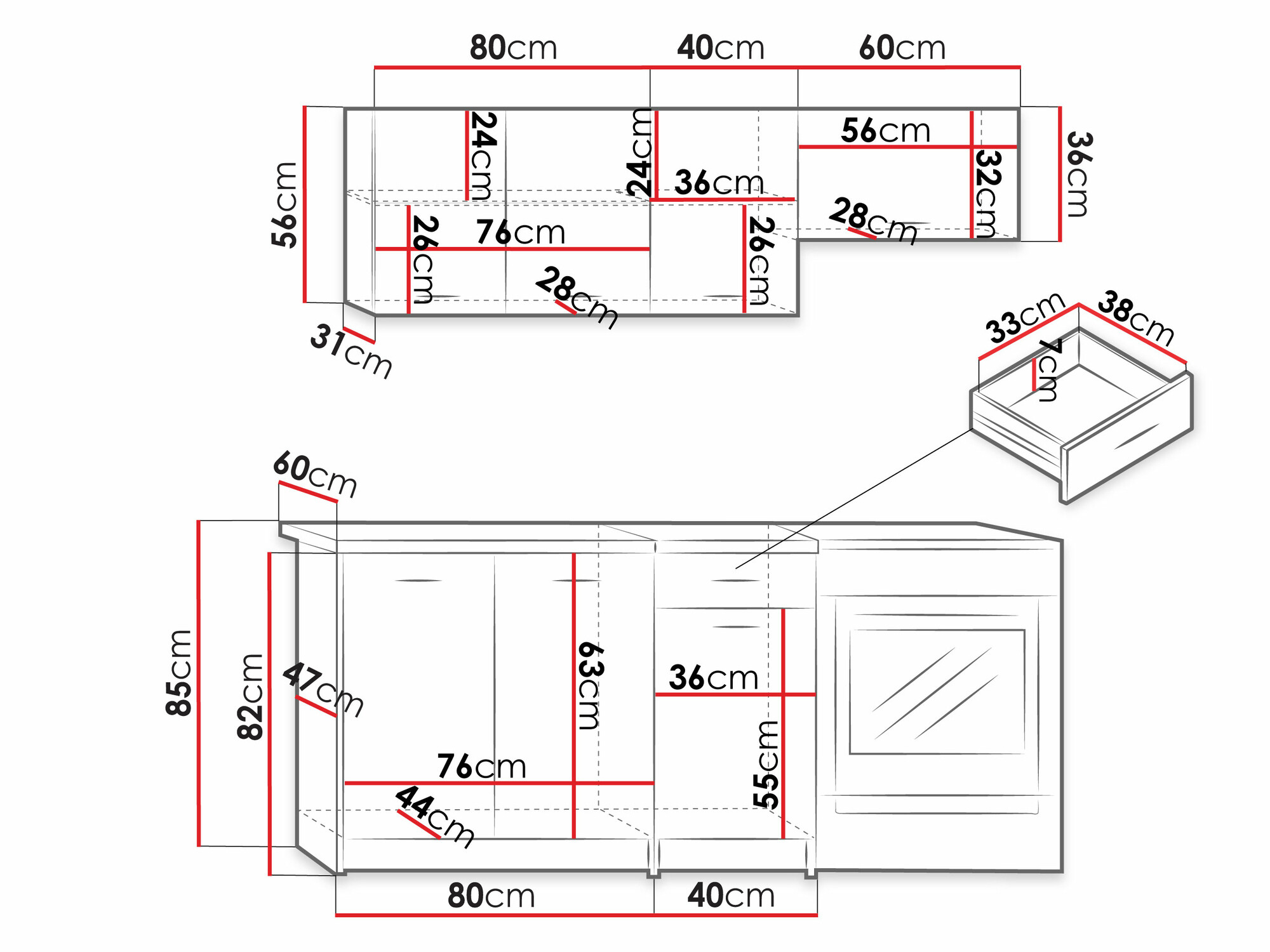 Keukenset Trenton 101 (Sonoma eik + Beige)