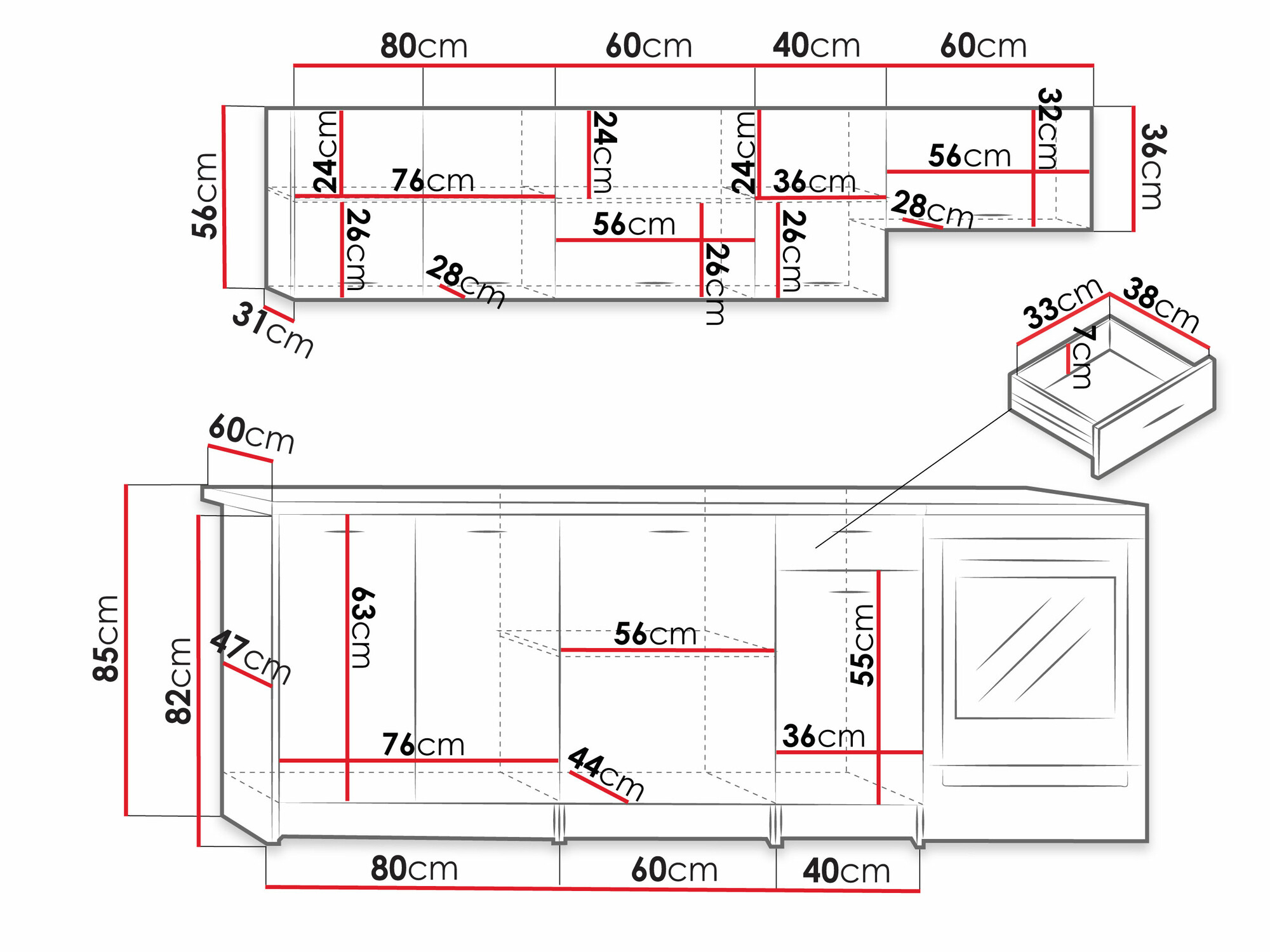 Keukenset Trenton 105 (Sonoma eik + Beige)