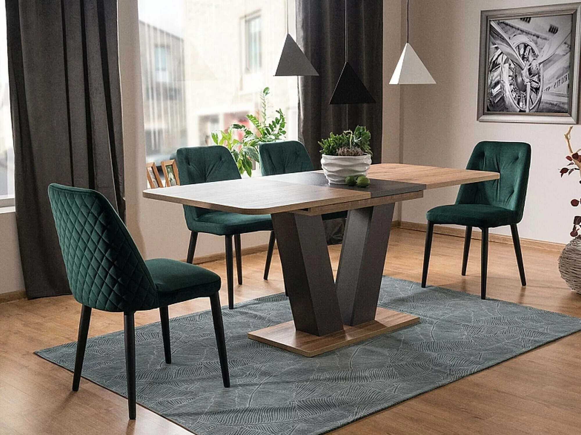 Tafel Detroit 763 (Antraciet + Wotan eik)