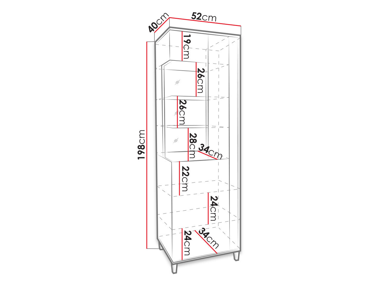 Boekenkast Livseri 108 (Wit + Glanzend wit + Glanzend zwart)