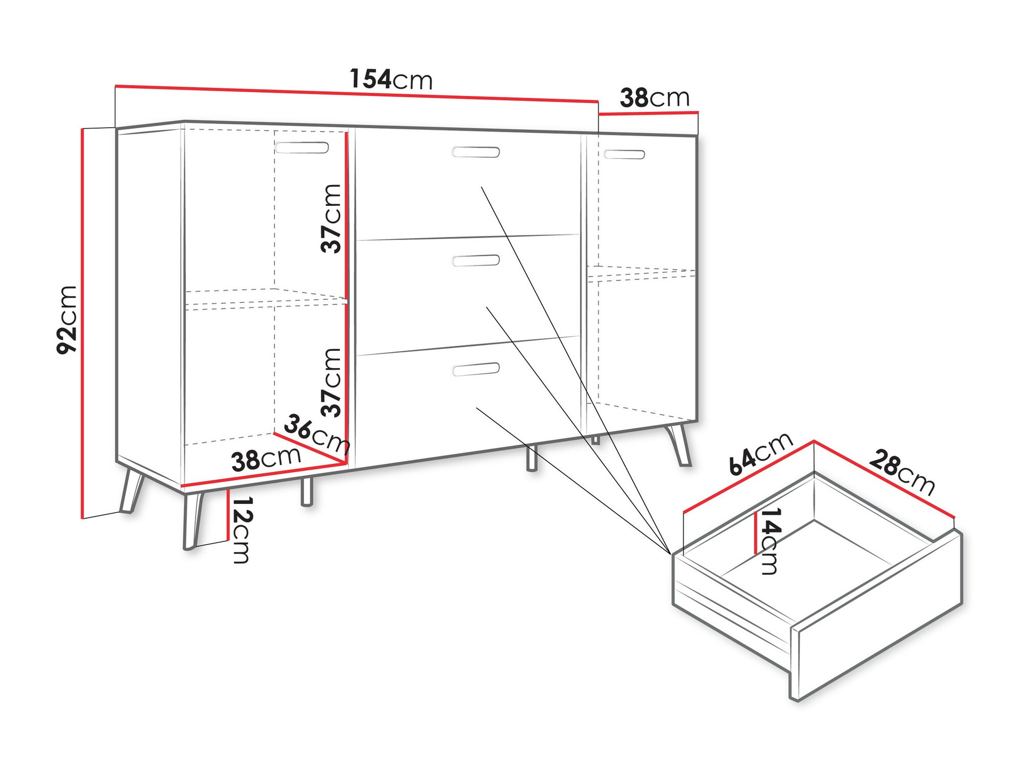 Ladekast Comfivo Capella I (Wit + Glanzend wit)