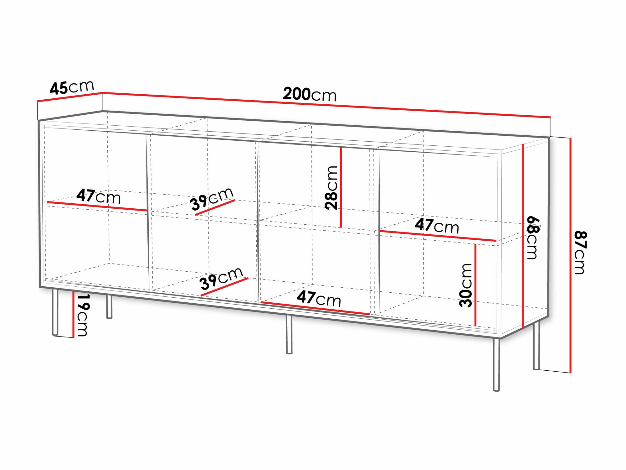 Dressoir Charlotte 208 (Zwart)
