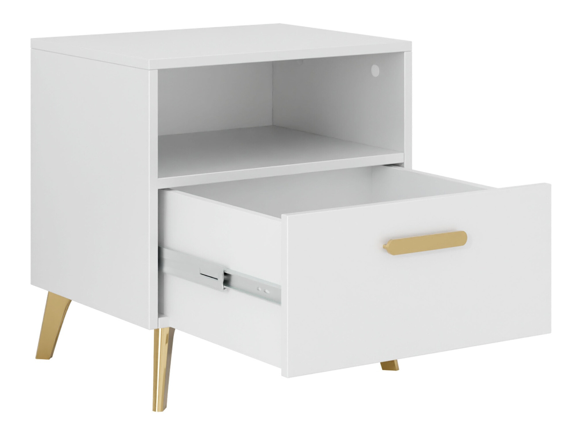Nachtkastje Comfivo Teslomo 111 (Wit + Glanzend wit)