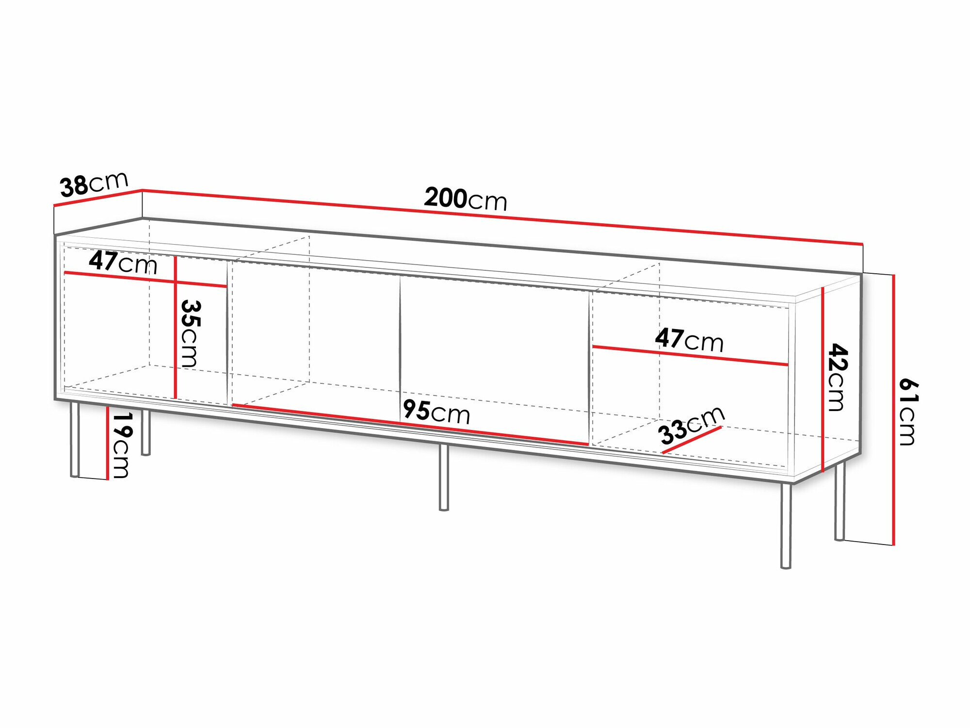 TV-meubel Charlotte 209 (Zwart)