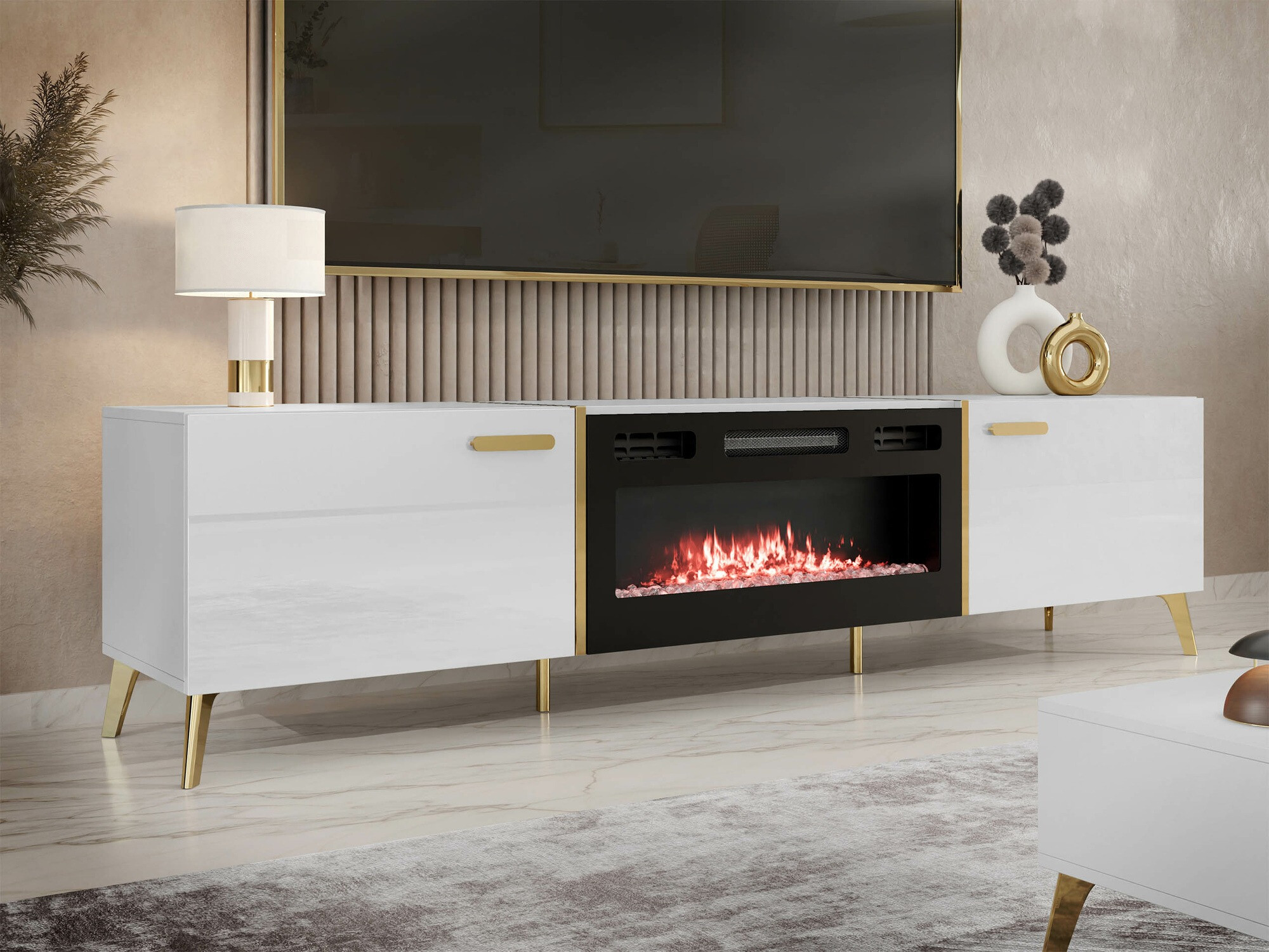 TV-meubel Comfivo Teslomo 112 (Wit + Glanzend wit)