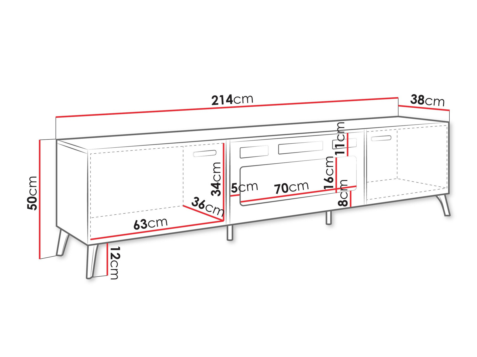 TV-meubel Comfivo Teslomo 112 (Wit + Glanzend wit)