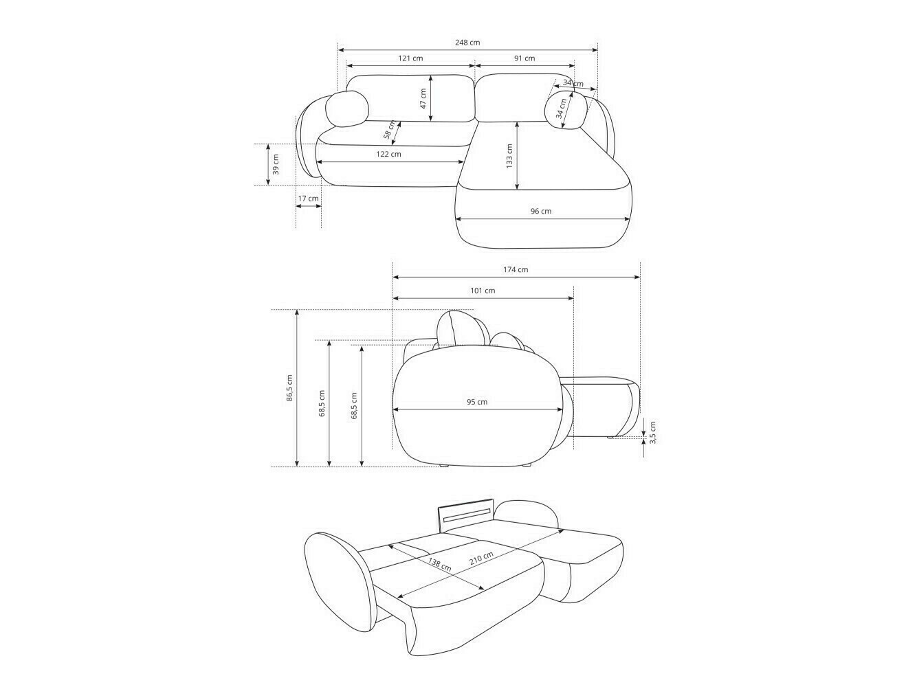 Hoekbank Kingston 140 (Siruco 65)