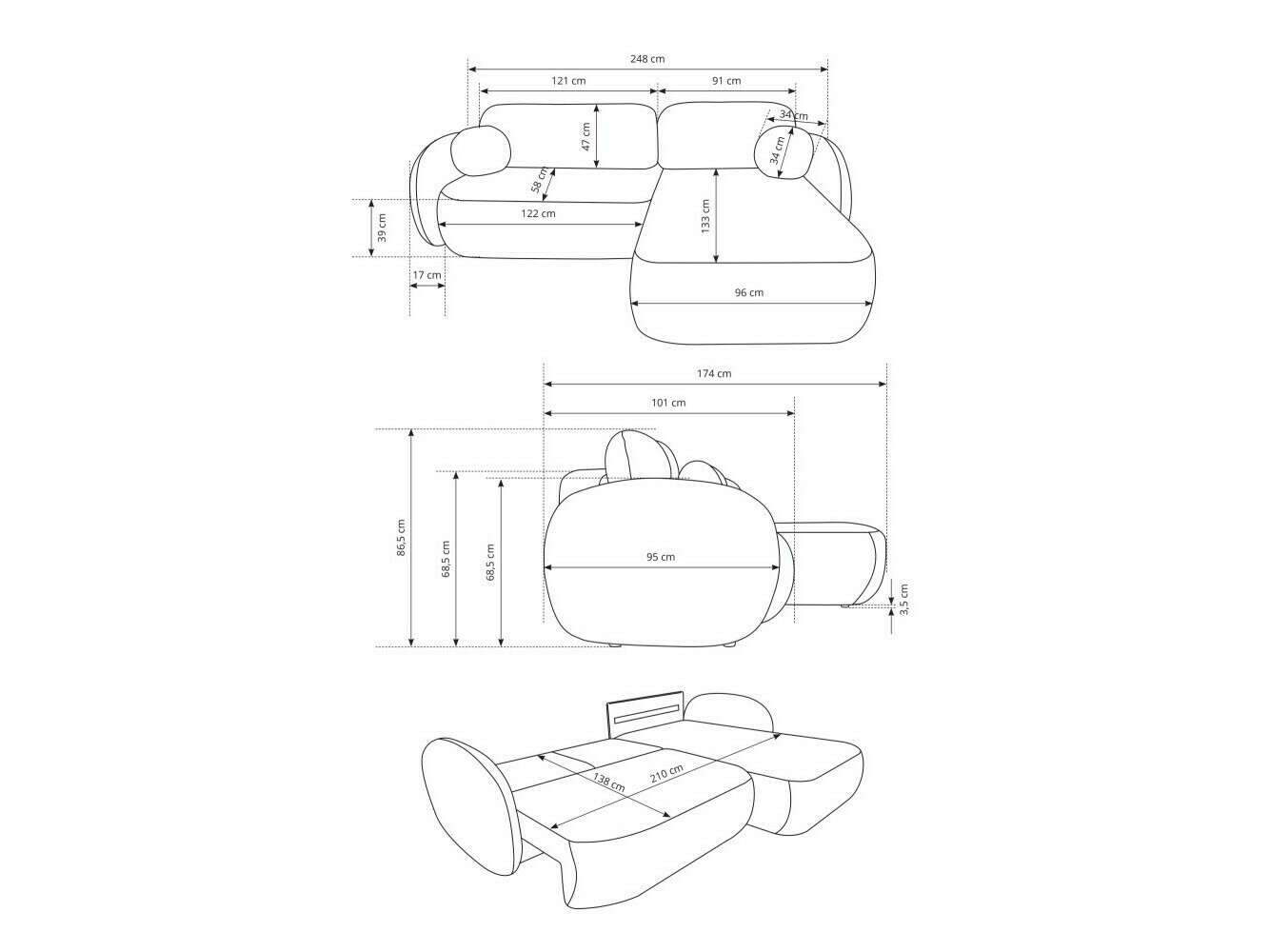 Hoekbank Kingston 140 (Siruco 80)