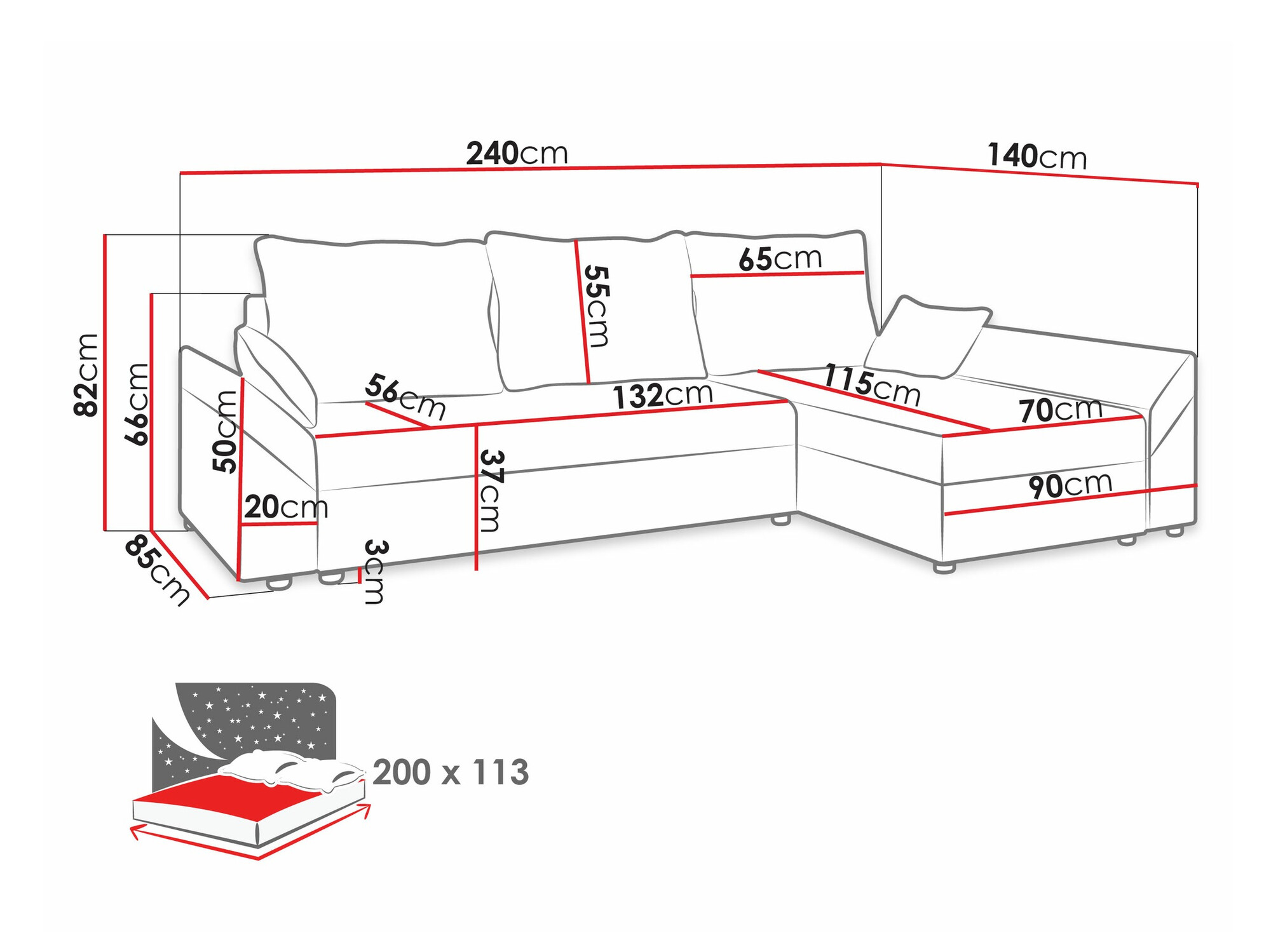 Hoekbank Memphis 104 (Alova 36 + Alova 04)