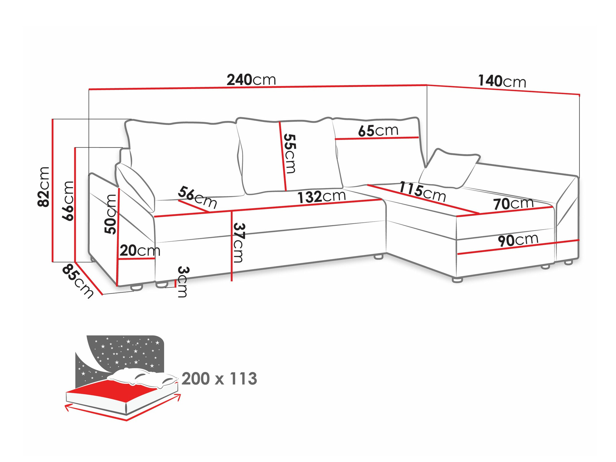 Hoekbank Memphis 104 (Alova 46 + Alova 04)