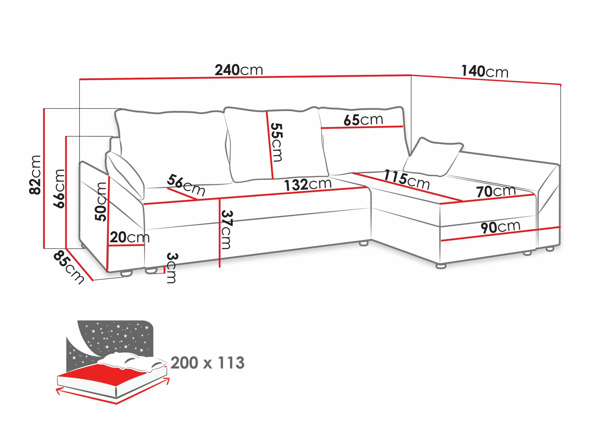 Hoekbank Memphis 104 (Alova 68 + Alova 07)