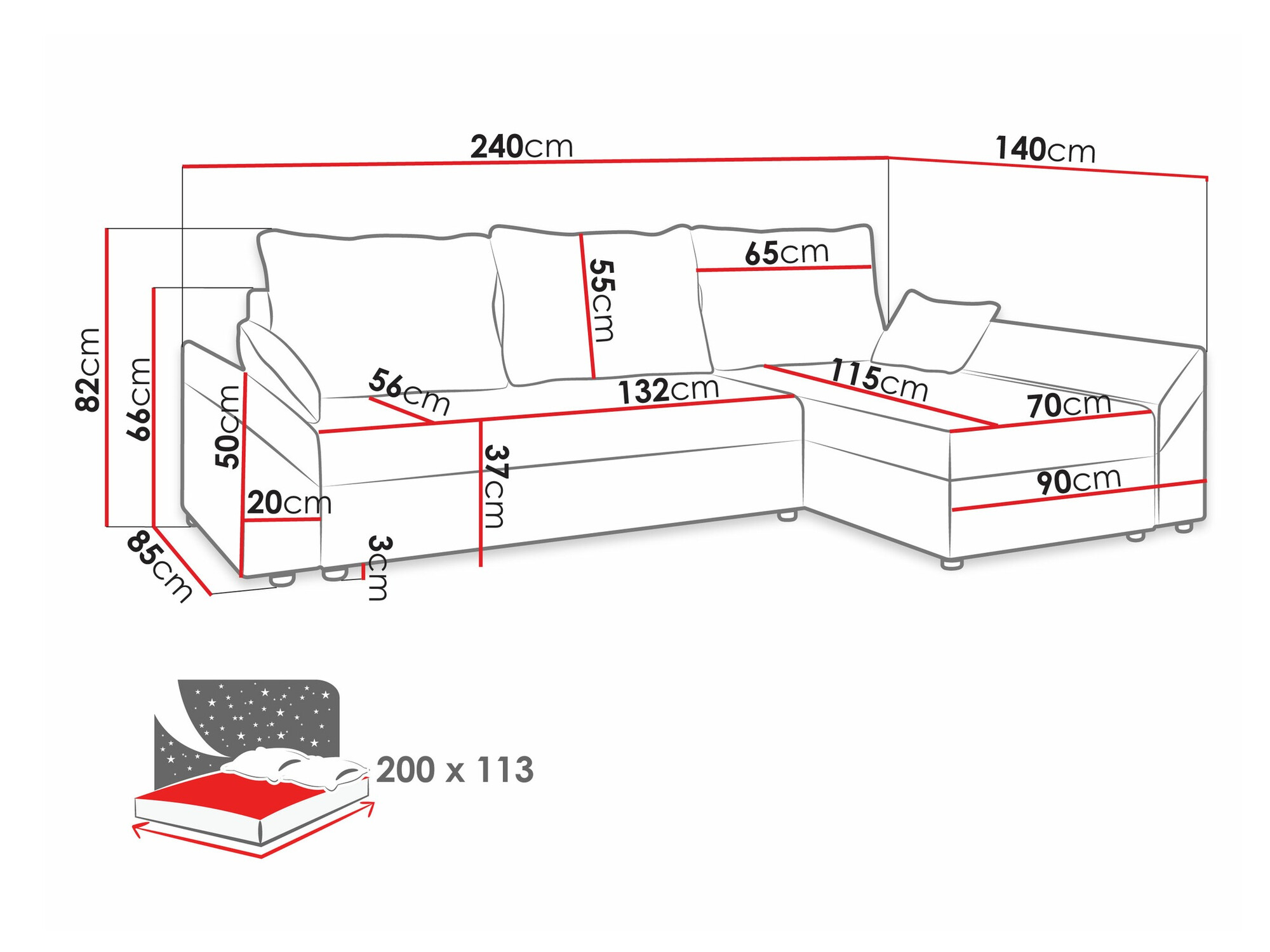 Hoekbank Memphis 104 (Poso 110)