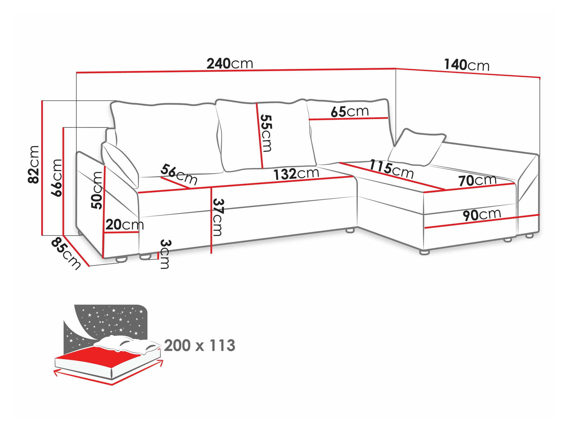 Hoekbank Memphis 130 (Kronos 07)
