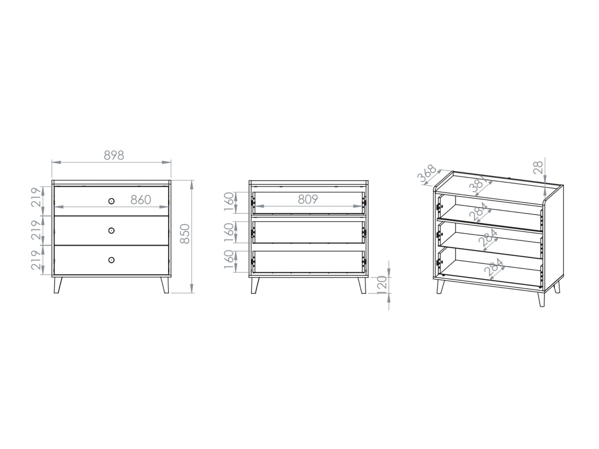 Ladekast Tortoli 105 (Grijs)