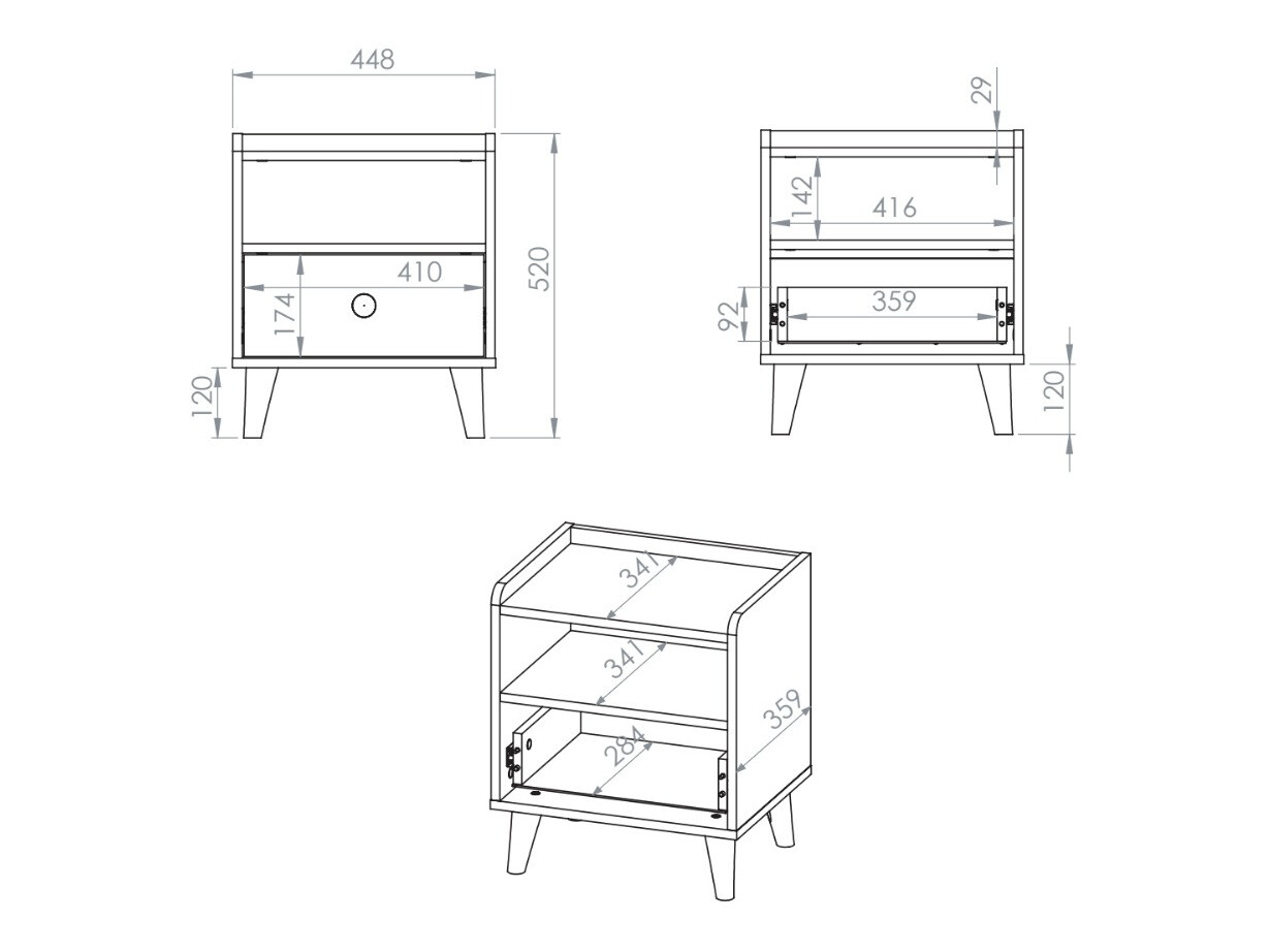 Nachtkastje Tortoli 108 (Roze)